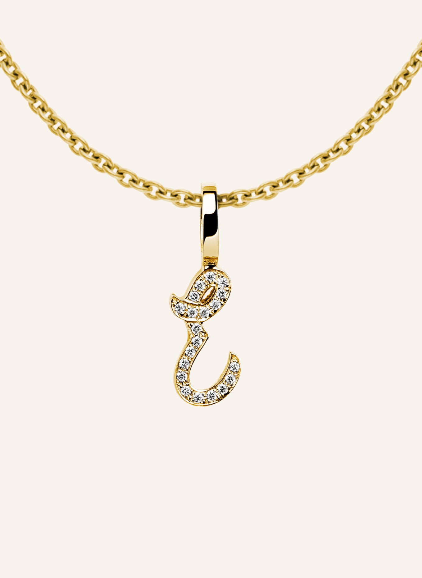 CADA Kette TINY DIAMOND LETTER E: GOLD