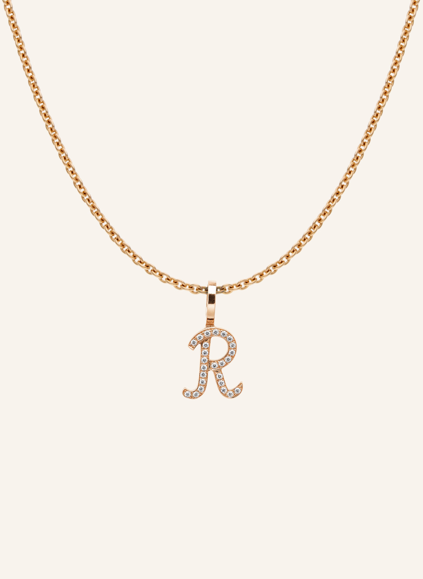 CADA Kette TINY DIAMOND LETTER R: ROSÉGOLD