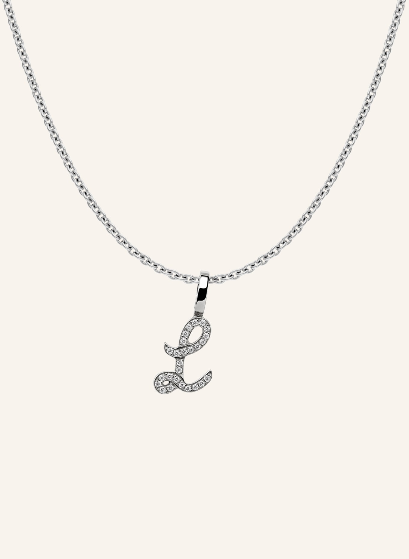 CADA Kette TINY DIAMOND LETTER L: WEISSGOLD