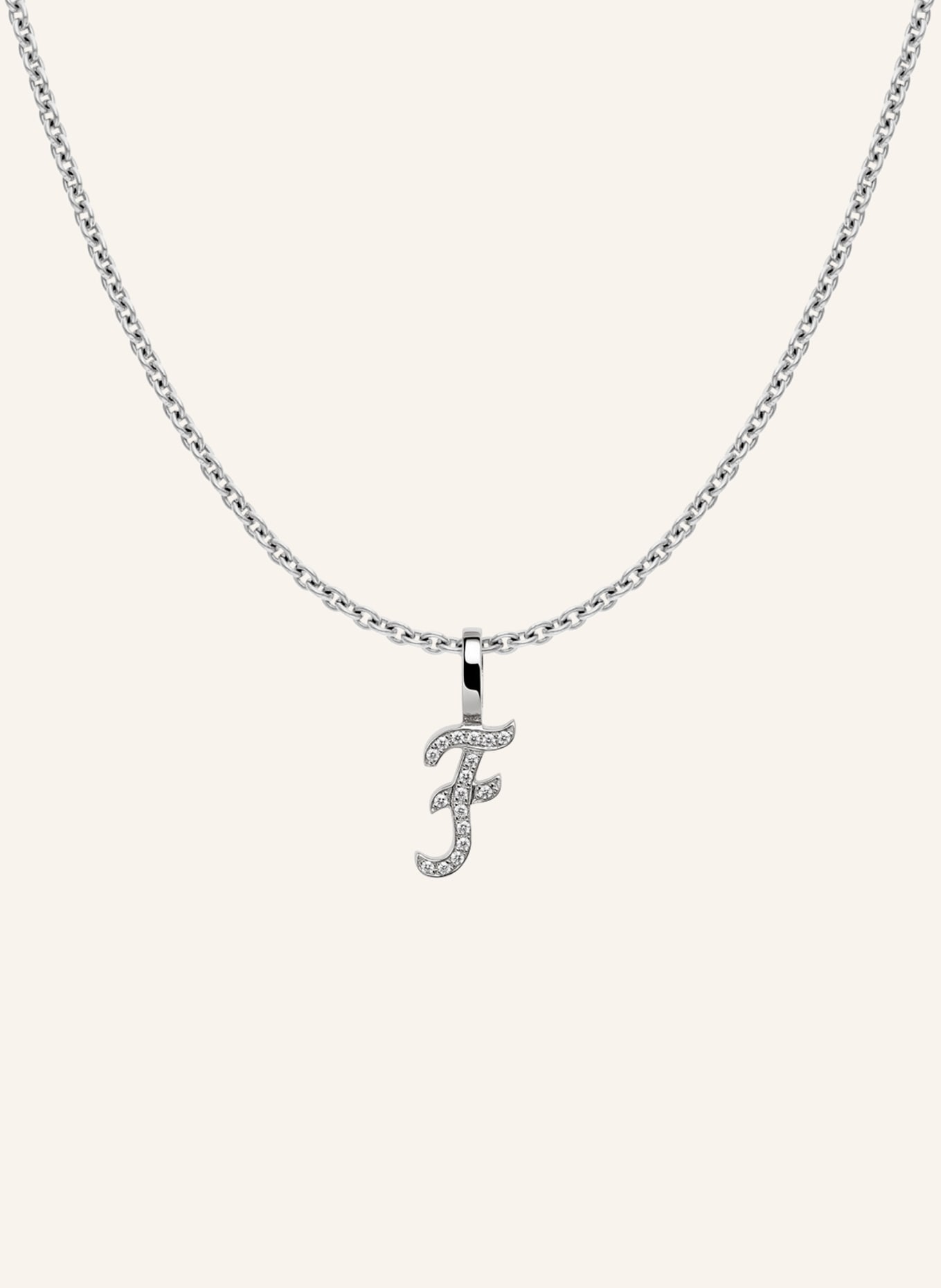 CADA Kette TINY DIAMOND LETTER F: WEISSGOLD