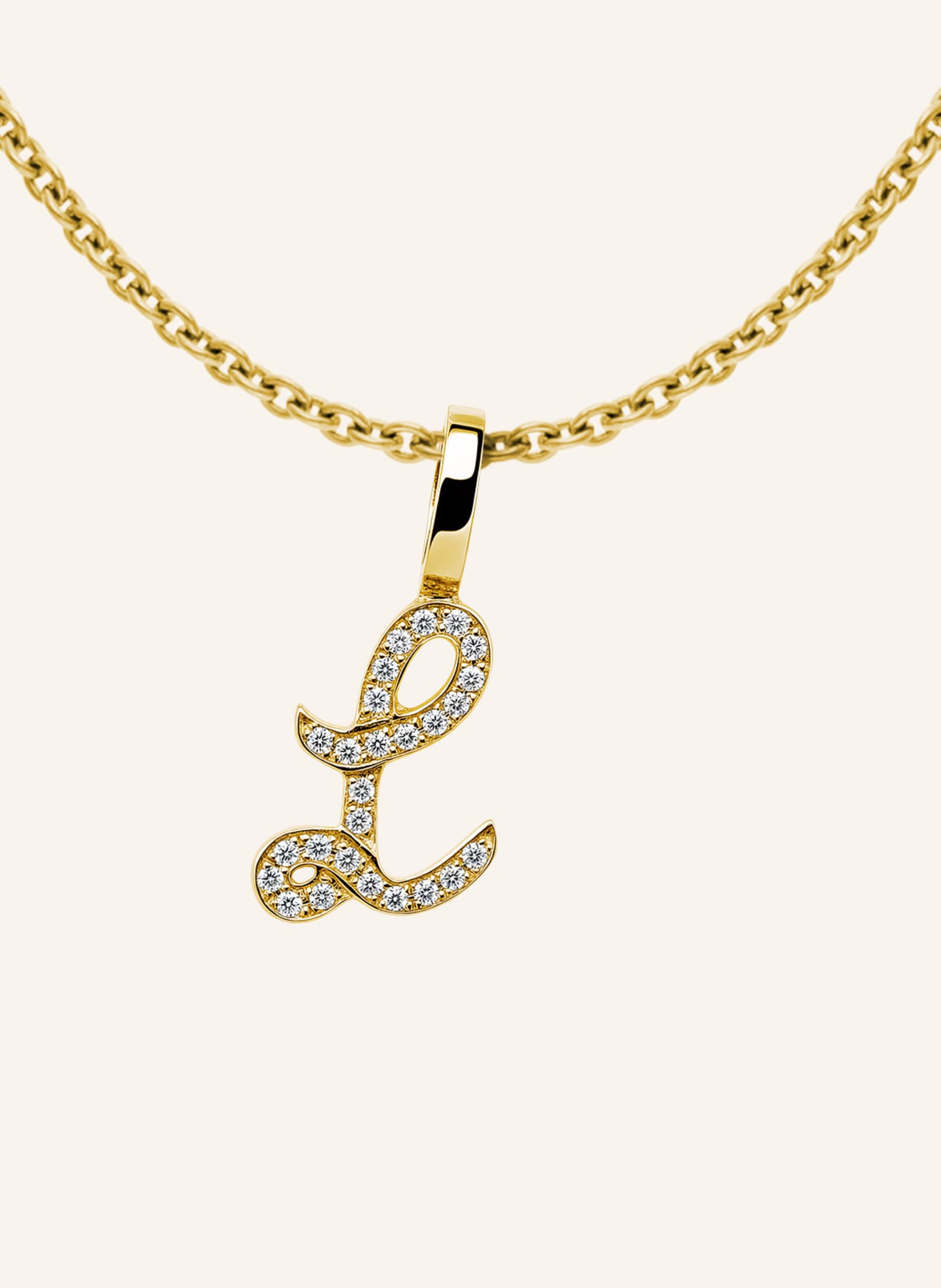 CADA Kette TINY DIAMOND LETTER L: GOLD