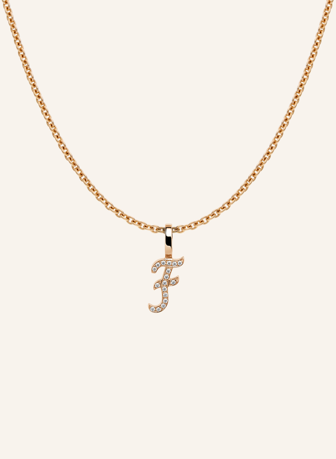 CADA Kette TINY DIAMOND LETTER F: ROSÉGOLD