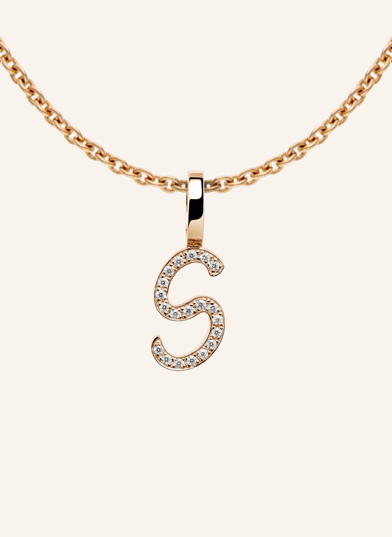 CADA Kette TINY DIAMOND LETTER S: ROSÉGOLD