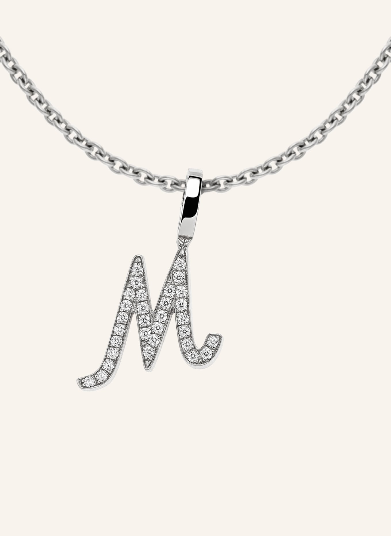 CADA Kette TINY DIAMOND LETTER M: WEISSGOLD