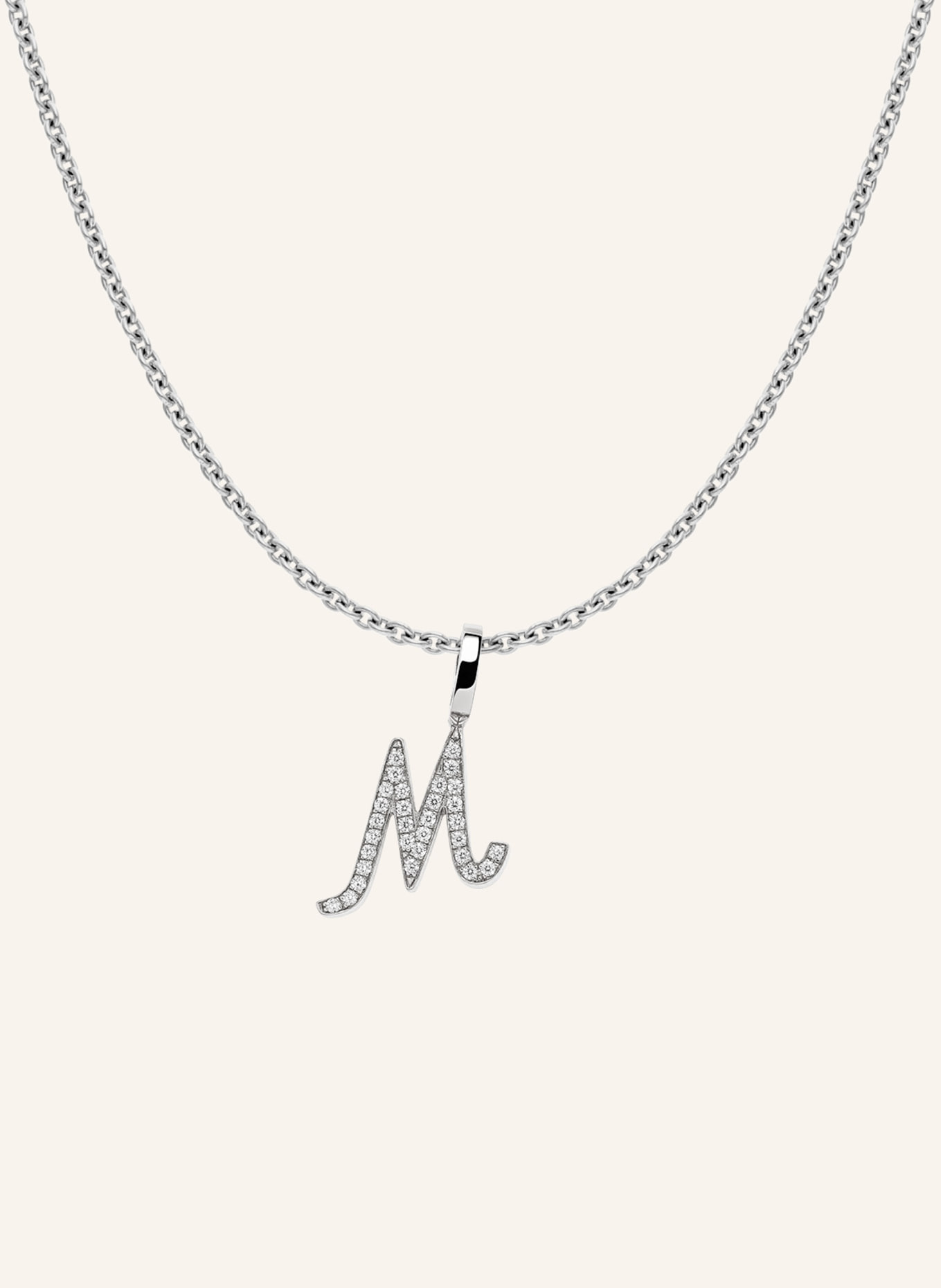 CADA Kette TINY DIAMOND LETTER M: WEISSGOLD