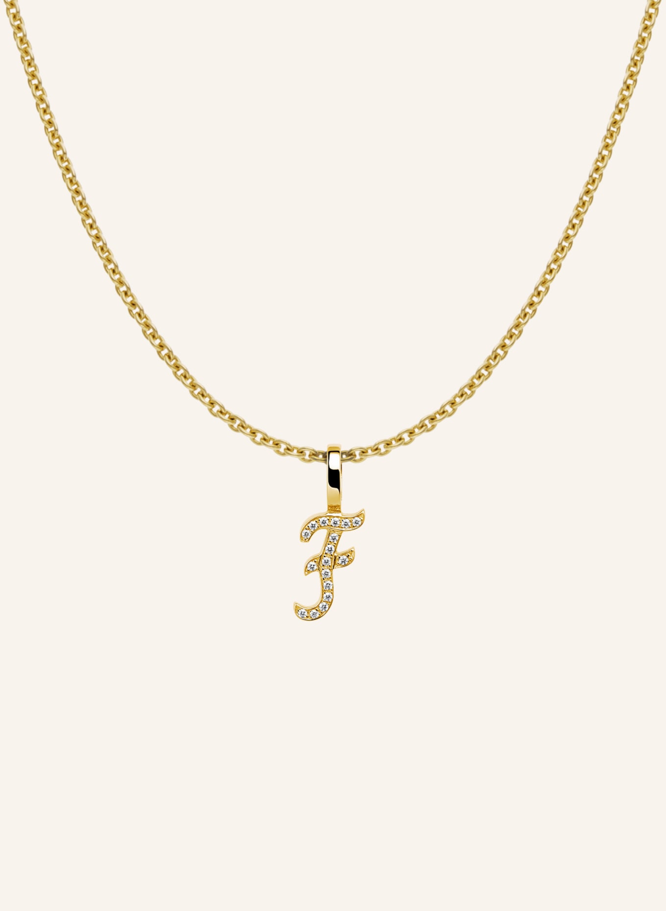 CADA Kette TINY DIAMOND LETTER F: GOLD