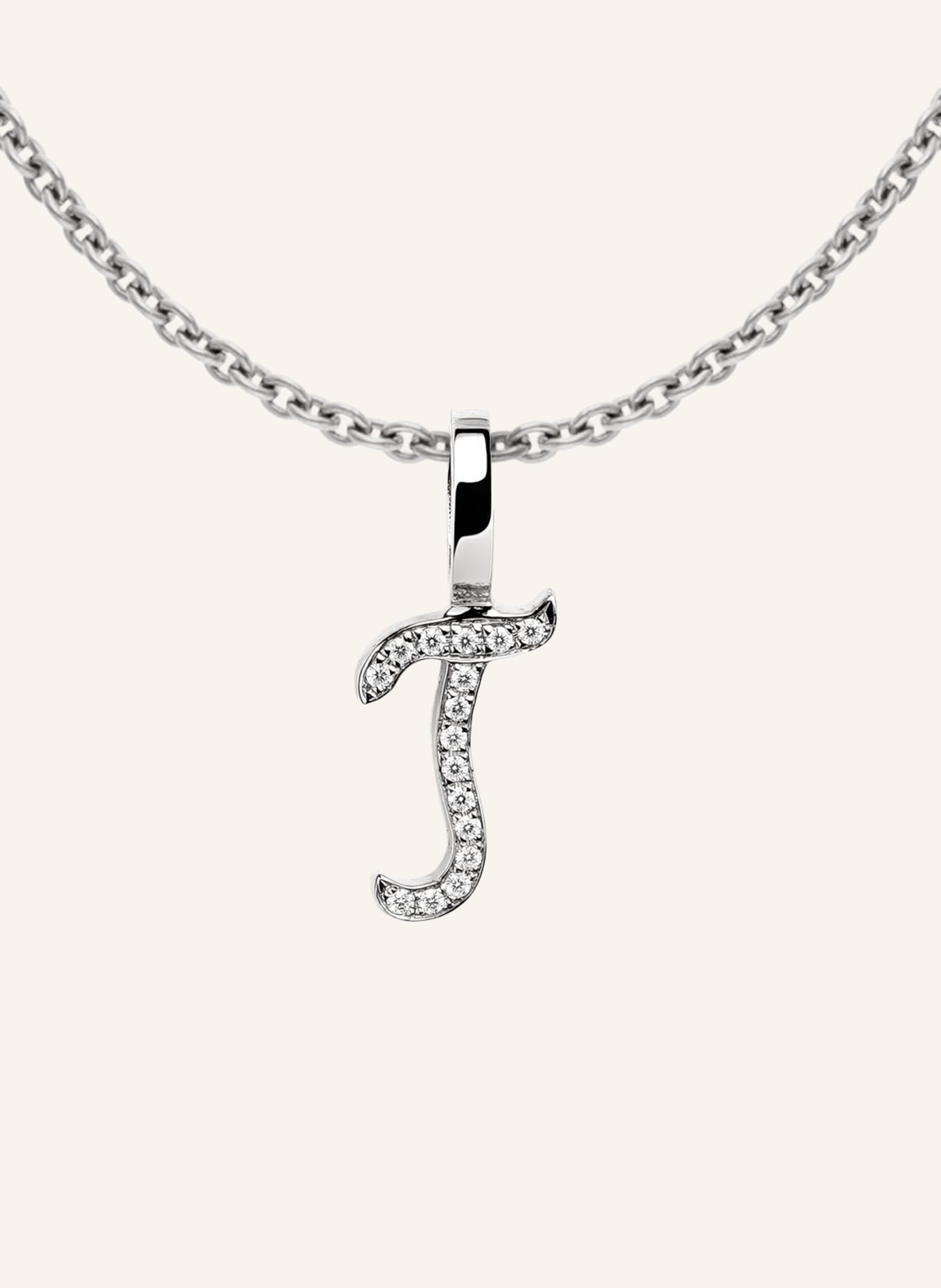 CADA Kette TINY DIAMOND LETTER T: WEISSGOLD