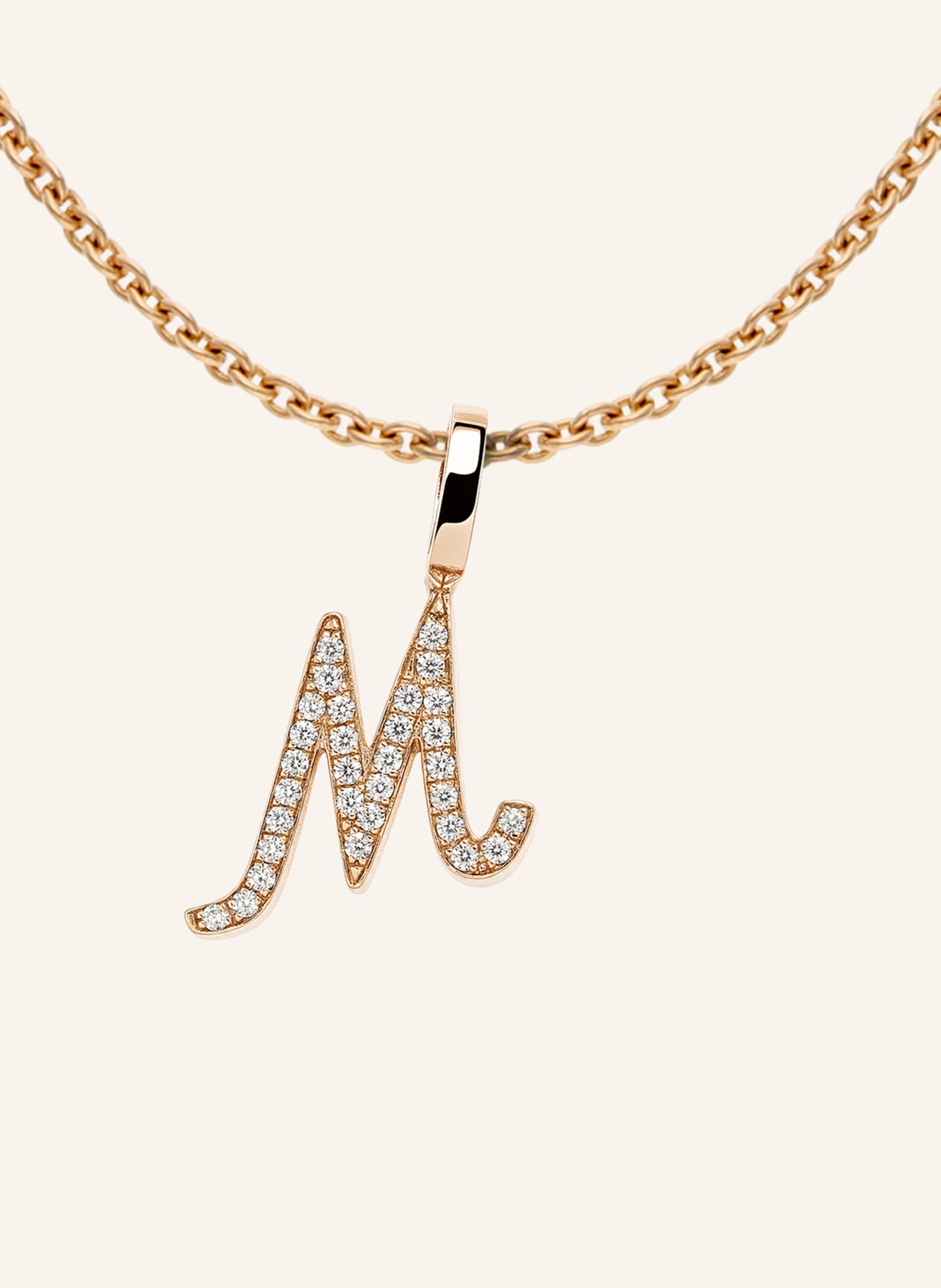 CADA Kette TINY DIAMOND LETTER M: ROSÉGOLD