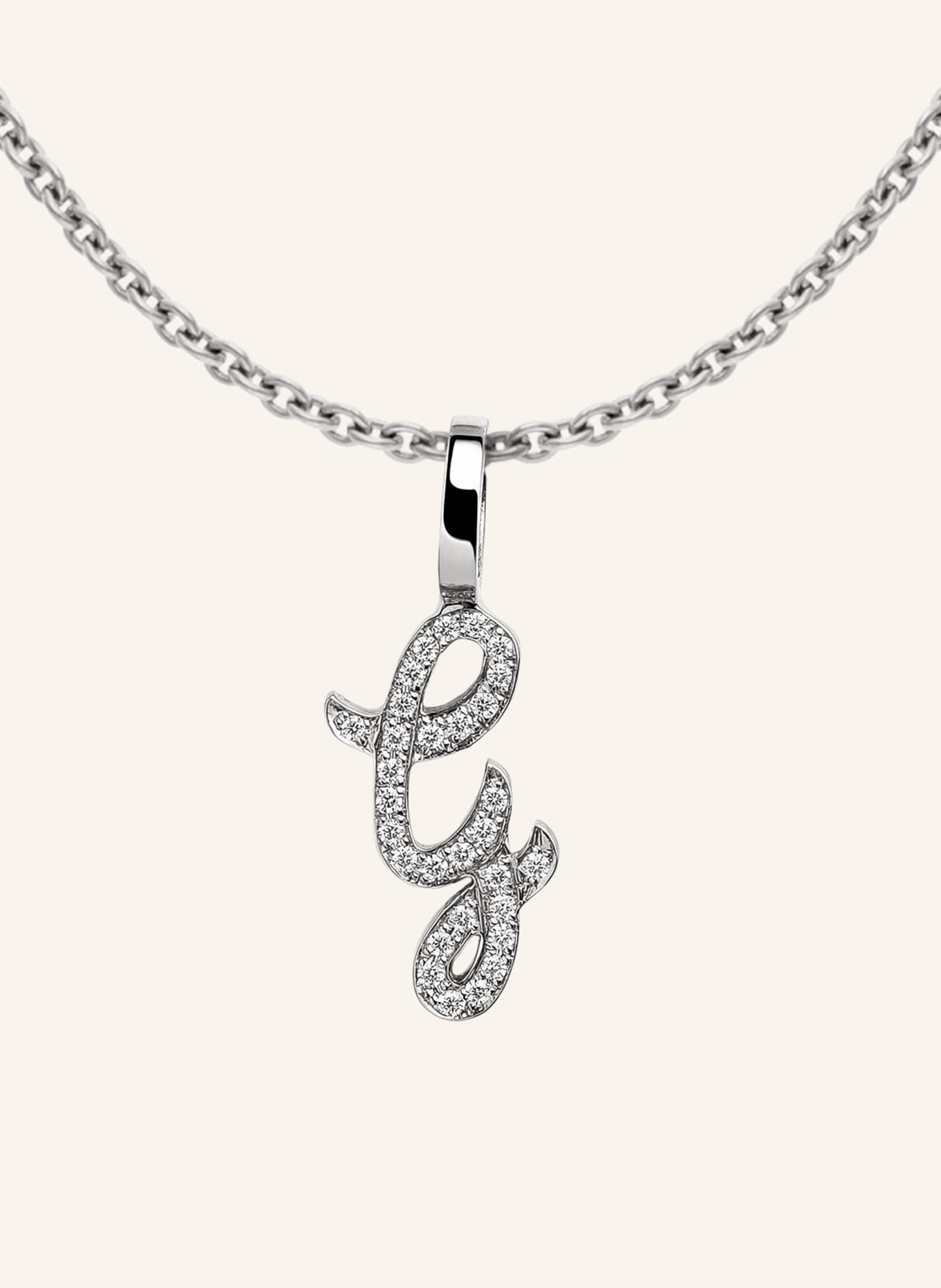CADA Kette TINY DIAMOND LETTER G: WEISSGOLD