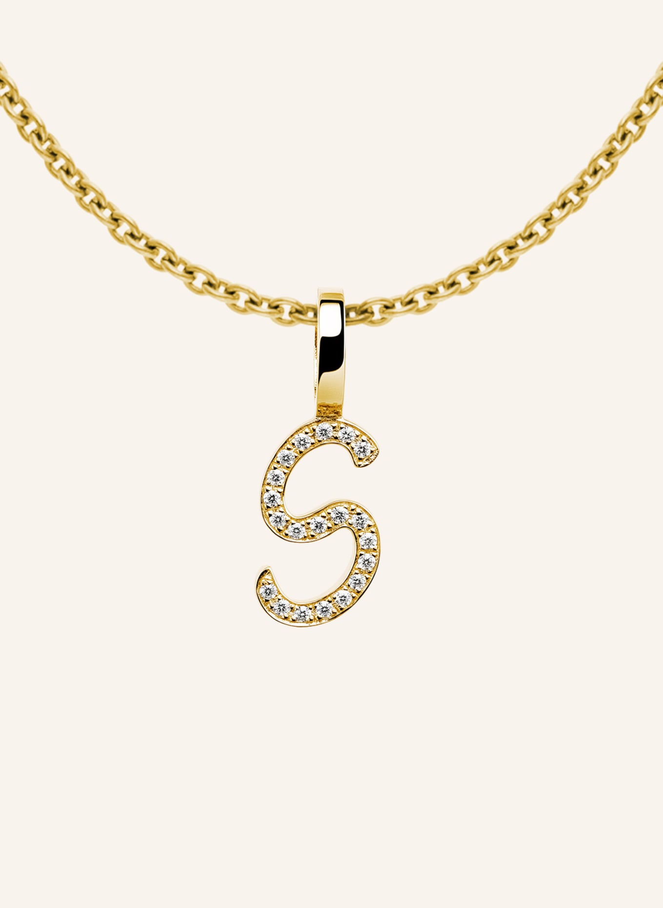 CADA Kette TINY DIAMOND LETTER S: GOLD