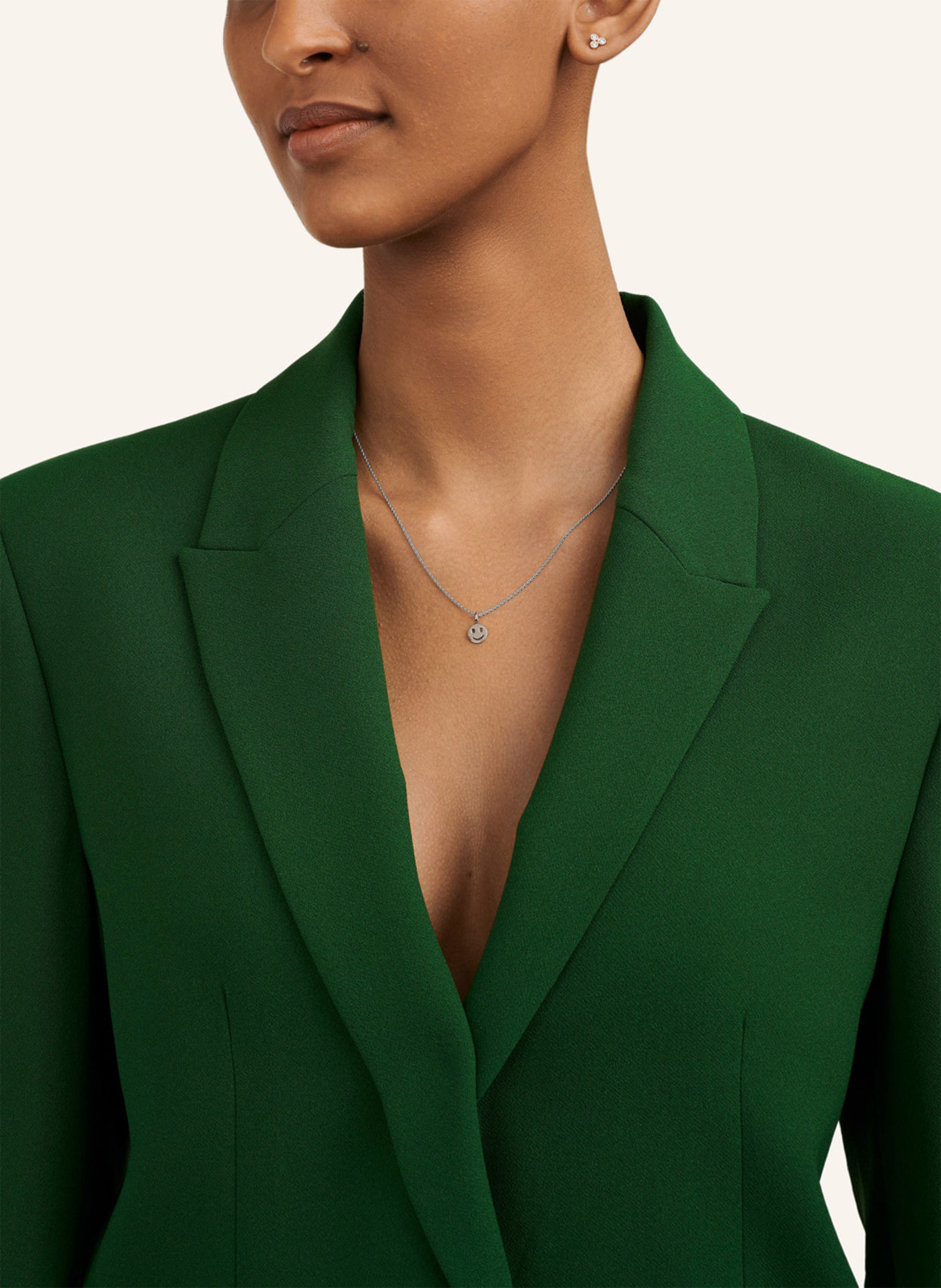 CADA Kette TINY SMILING FACE: WEISSGOLD