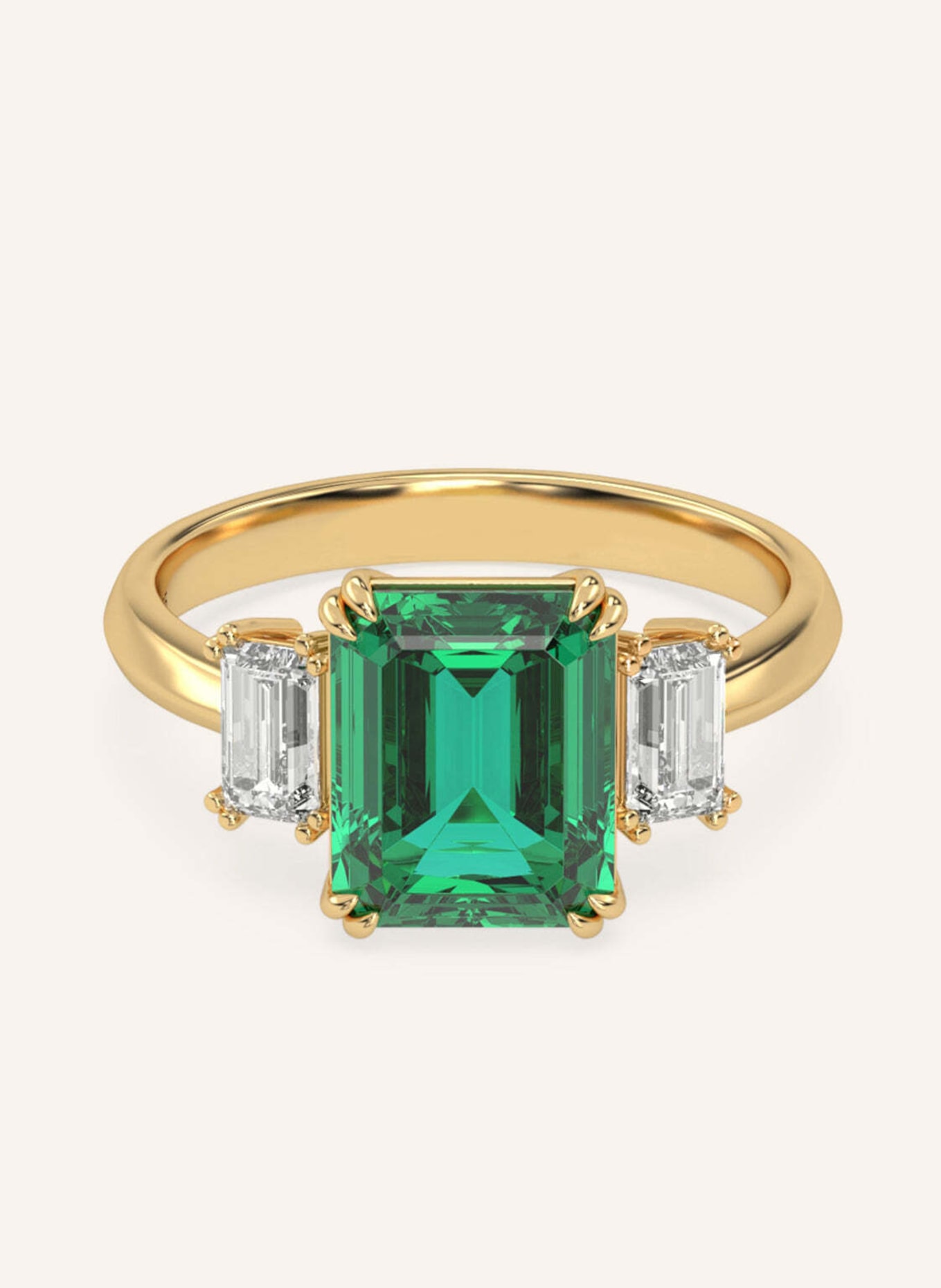 VEYNOU Ring EDEN aus 14 Karat Gelbgold mit Smaragd und Diamanten: GOLD