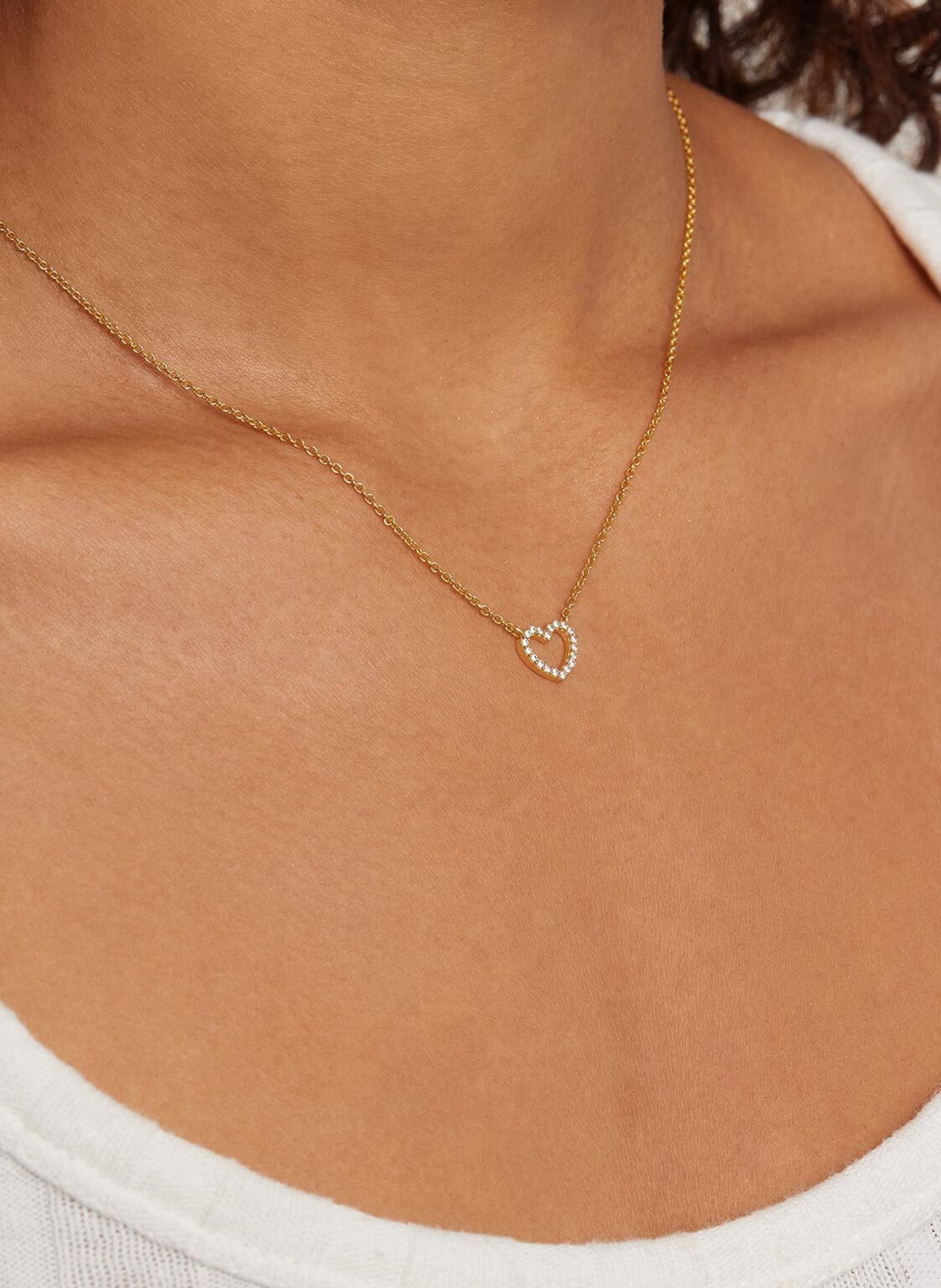 VEYNOU Halskette HERZ aus 14 Karat Roségold und Diamanten: ROSÉGOLD