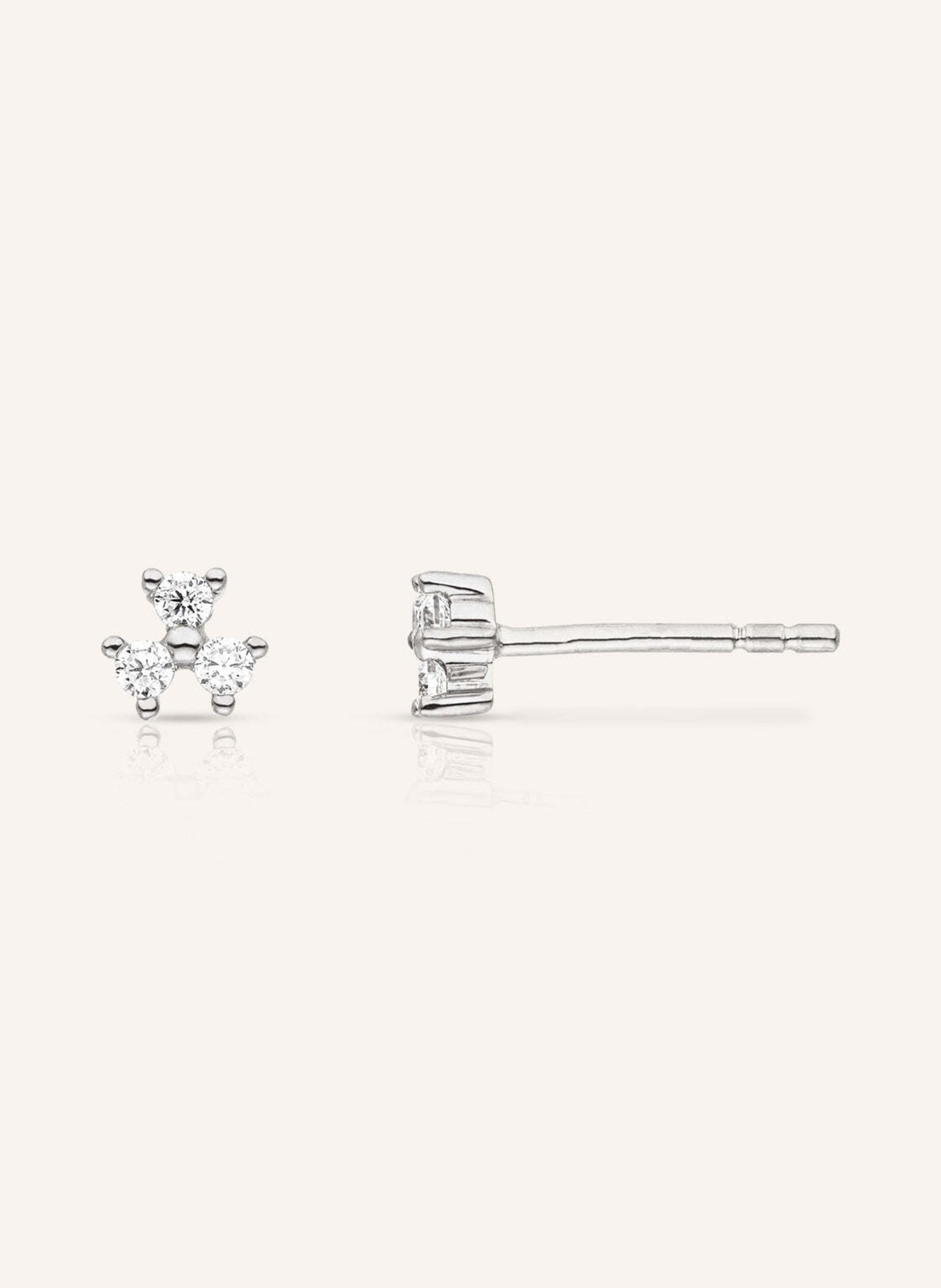 VEYNOU Ohrstecker FLEUR aus 14 Karat Weißgold und 0,16ct. Diamanten: WEISSGOLD
