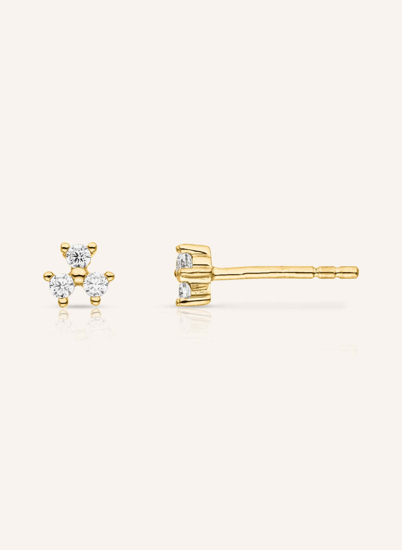 VEYNOU Ohrstecker FLEUR aus 14 Karat Gelbgold und 0,16ct. Diamanten: GOLD