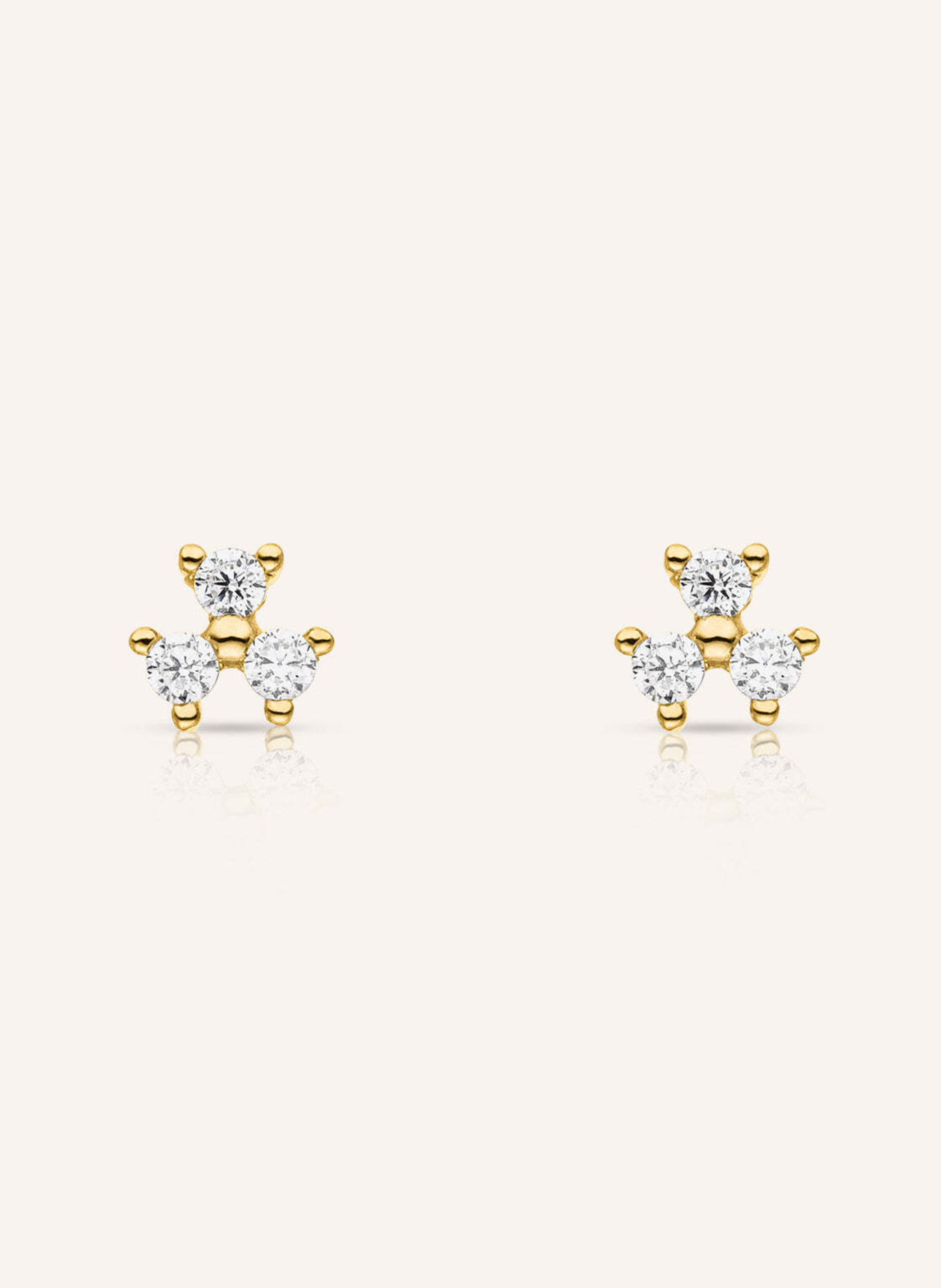 VEYNOU Ohrstecker FLEUR aus 14 Karat Gelbgold und 0,16ct. Diamanten: GOLD