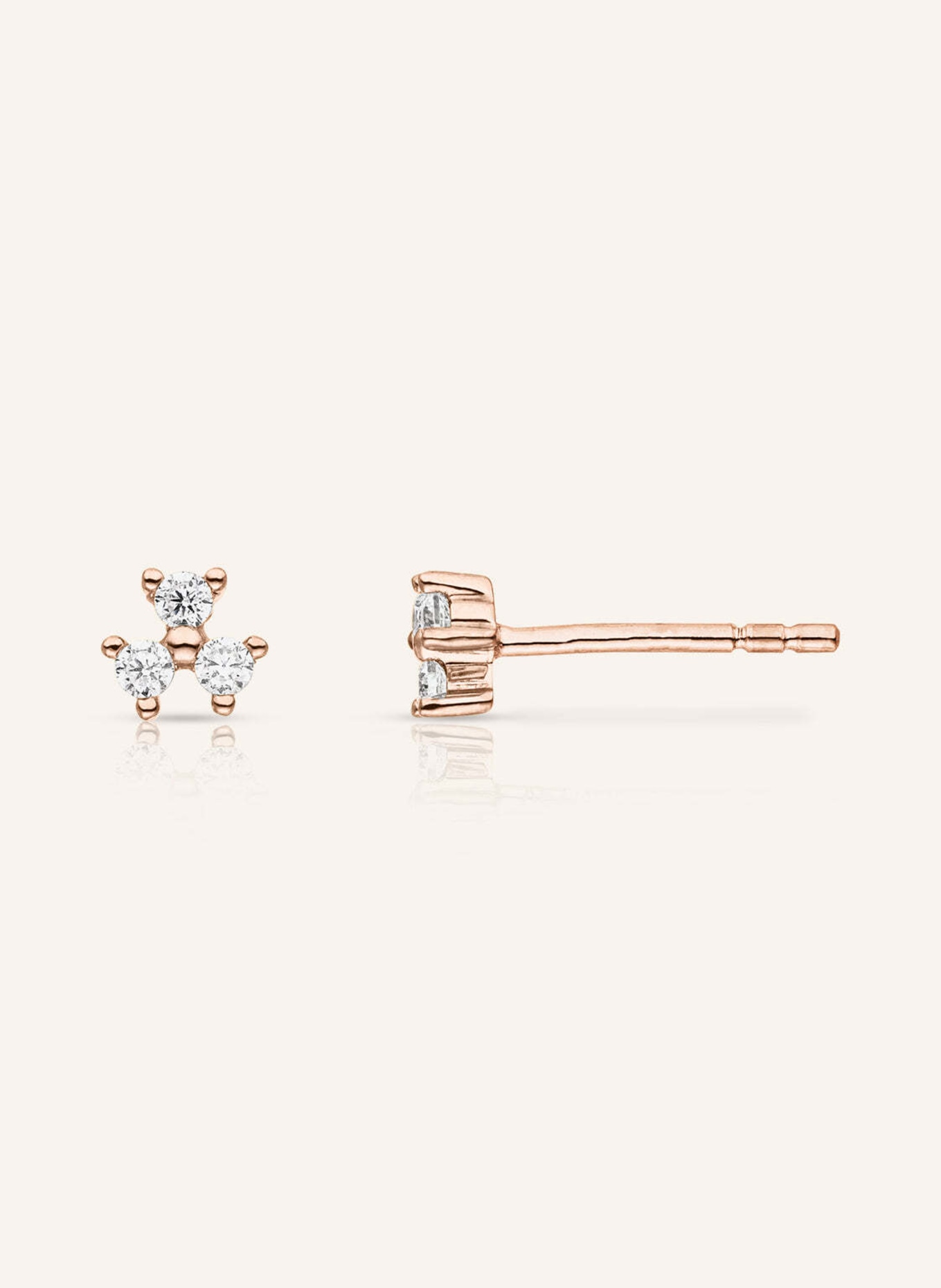 VEYNOU Ohrstecker FLEUR aus 14 Karat Roségold und 0,16ct. Diamanten: ROSÉGOLD