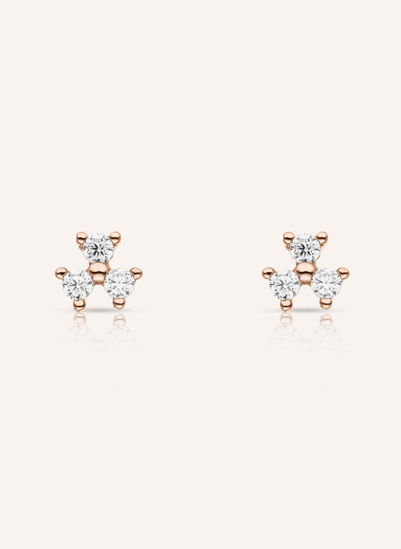 VEYNOU Ohrstecker FLEUR aus 14 Karat Roségold und 0,16ct. Diamanten: ROSÉGOLD