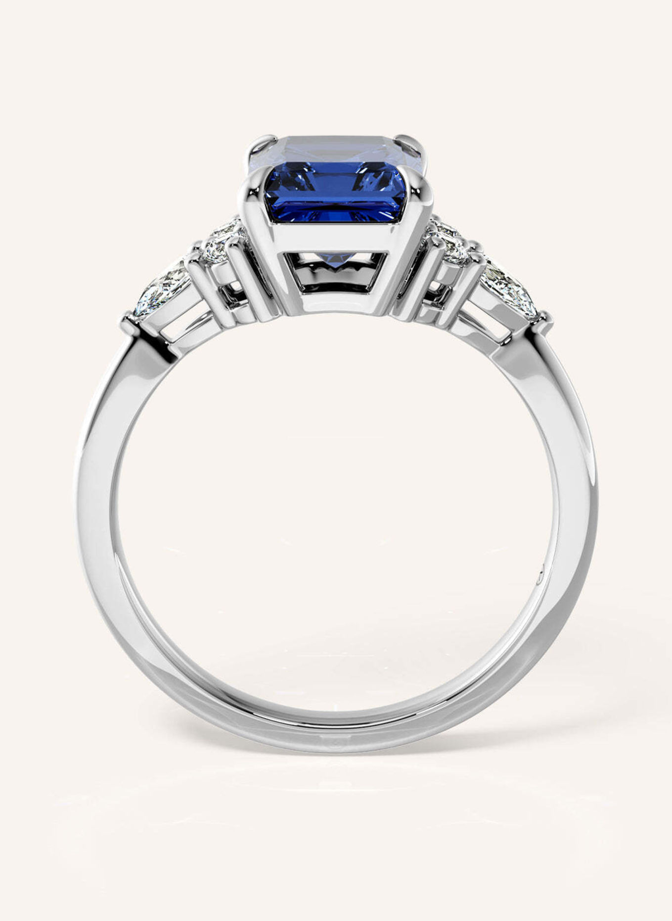 VEYNOU Ring AVA aus 14 Karat Weißgold und 2,0ct. Saphir und Lab-Grown Diamanten: WEISSGOLD
