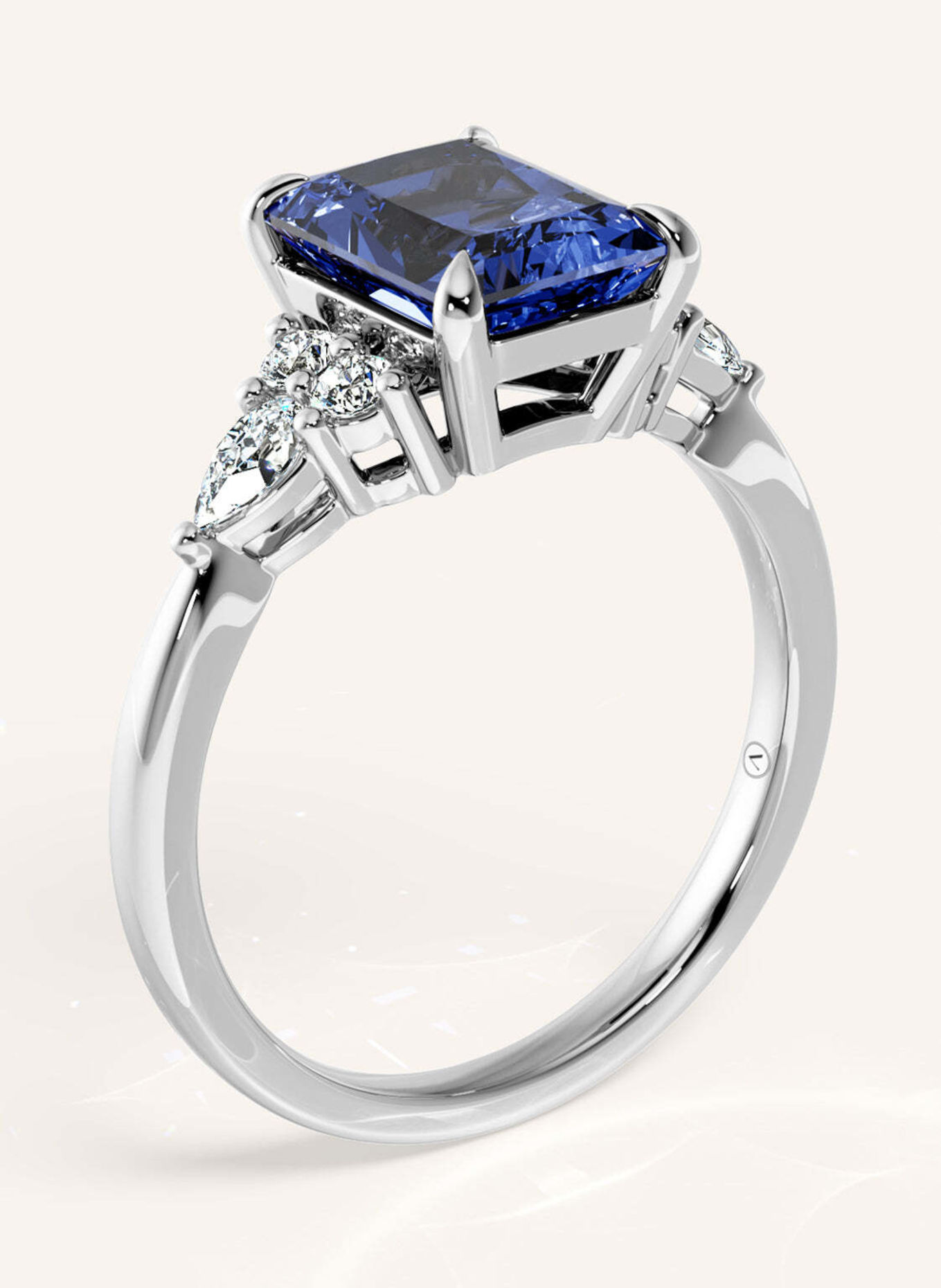 VEYNOU Ring AVA aus 14 Karat Weißgold und 2,0ct. Saphir und Lab-Grown Diamanten: WEISSGOLD