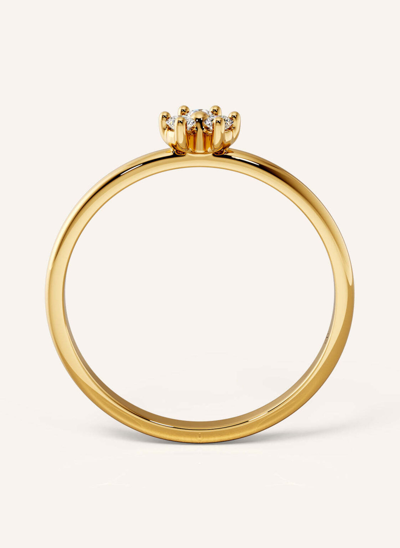 VEYNOU Ring FLEUR aus 14 Karat Gelbgold und 0,08ct. Lab-Grown Diamanten: GOLD