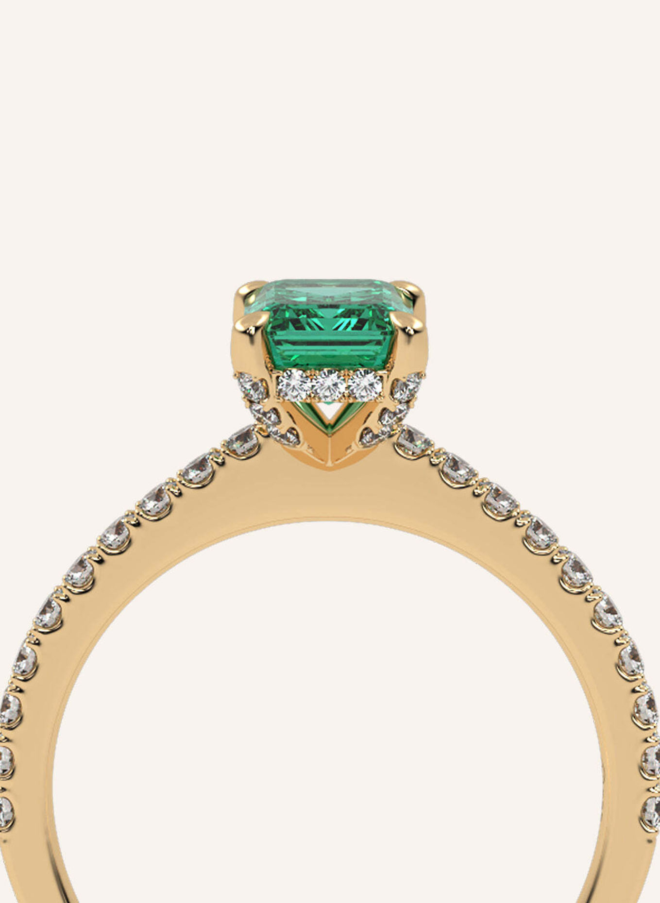 VEYNOU Ring DARCY Smaragd aus 14 Karat Gelbgold und 1ct. Smaragd und Lab-Grown Diamanten: GOLD