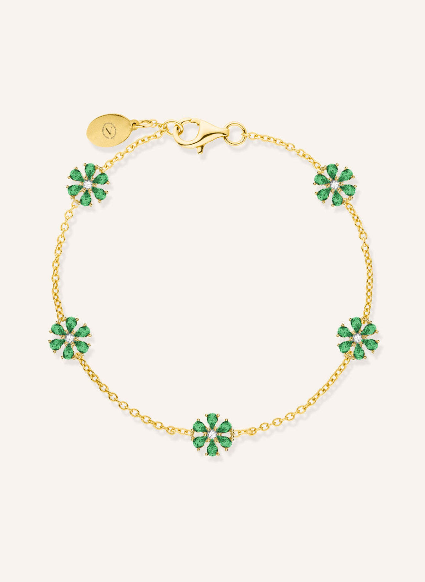 VEYNOU Armband FULL BLOOM aus 14 Karat Gelbgold und 1,55ct. Smaragde und 0,17ct. Lab-Grown Diamanten: GOLD