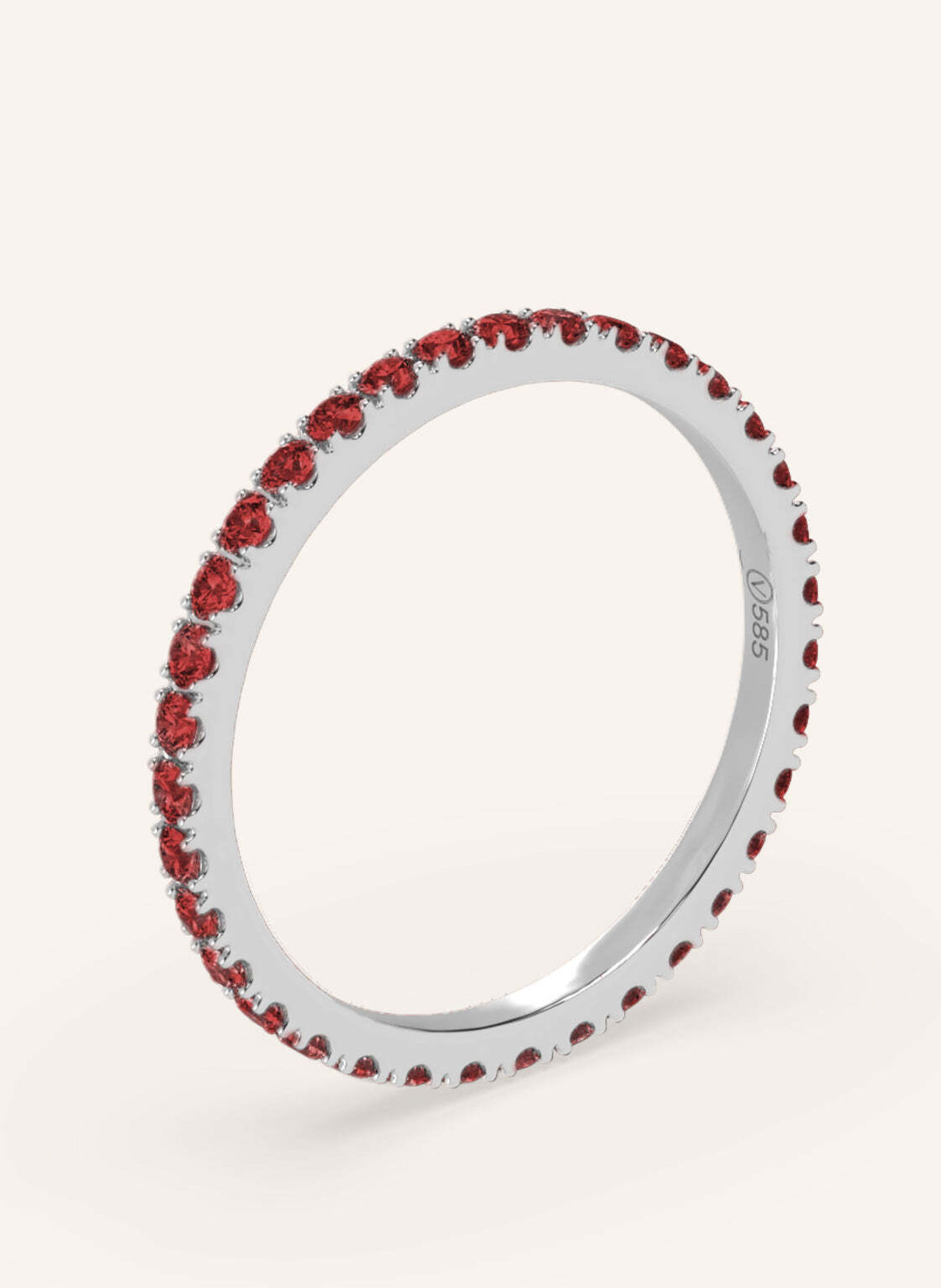 VEYNOU Ring VELVET MEMORY aus 14 Karat Weißgold und 0,90ct. Rubine: WEISSGOLD