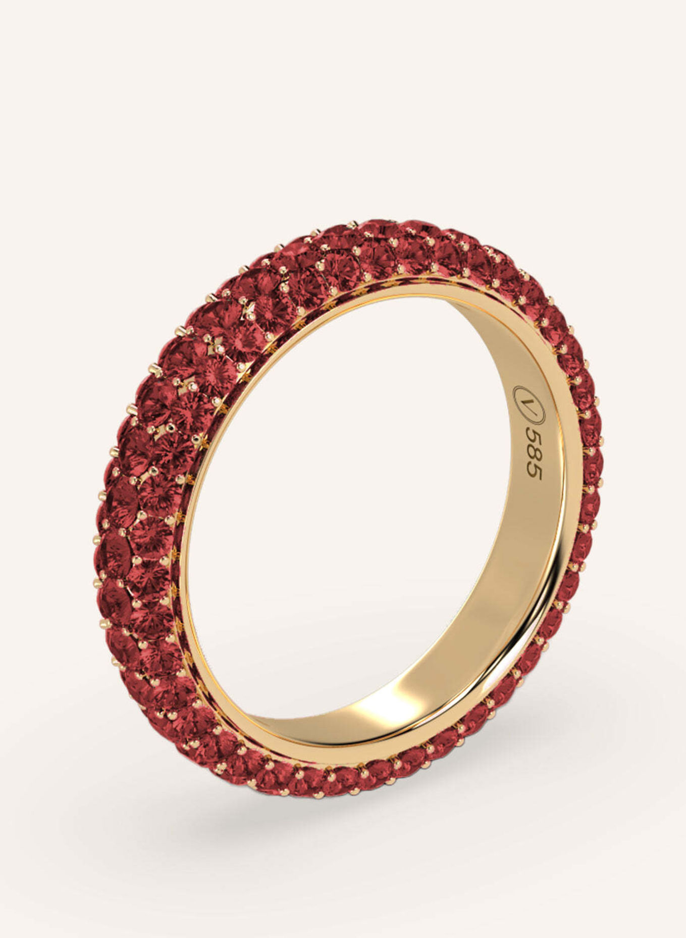 VEYNOU Ring VELVET PAVÉ aus 14 Karat Gelbgold und 3,00ct. Rubine: GOLD