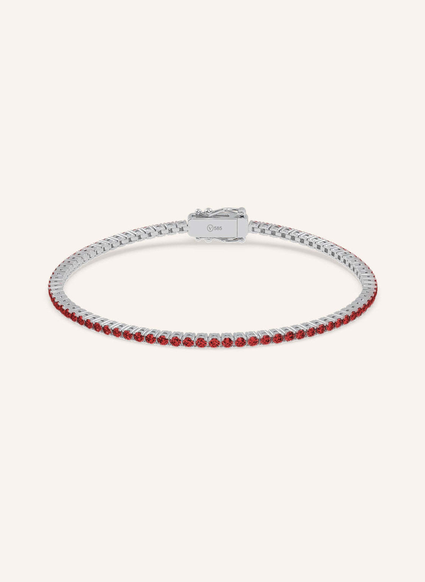 VEYNOU Tennisarmband VELVET aus 14 Karat recyceltem Weißgold und 2,30ct. Rubine: WEISSGOLD