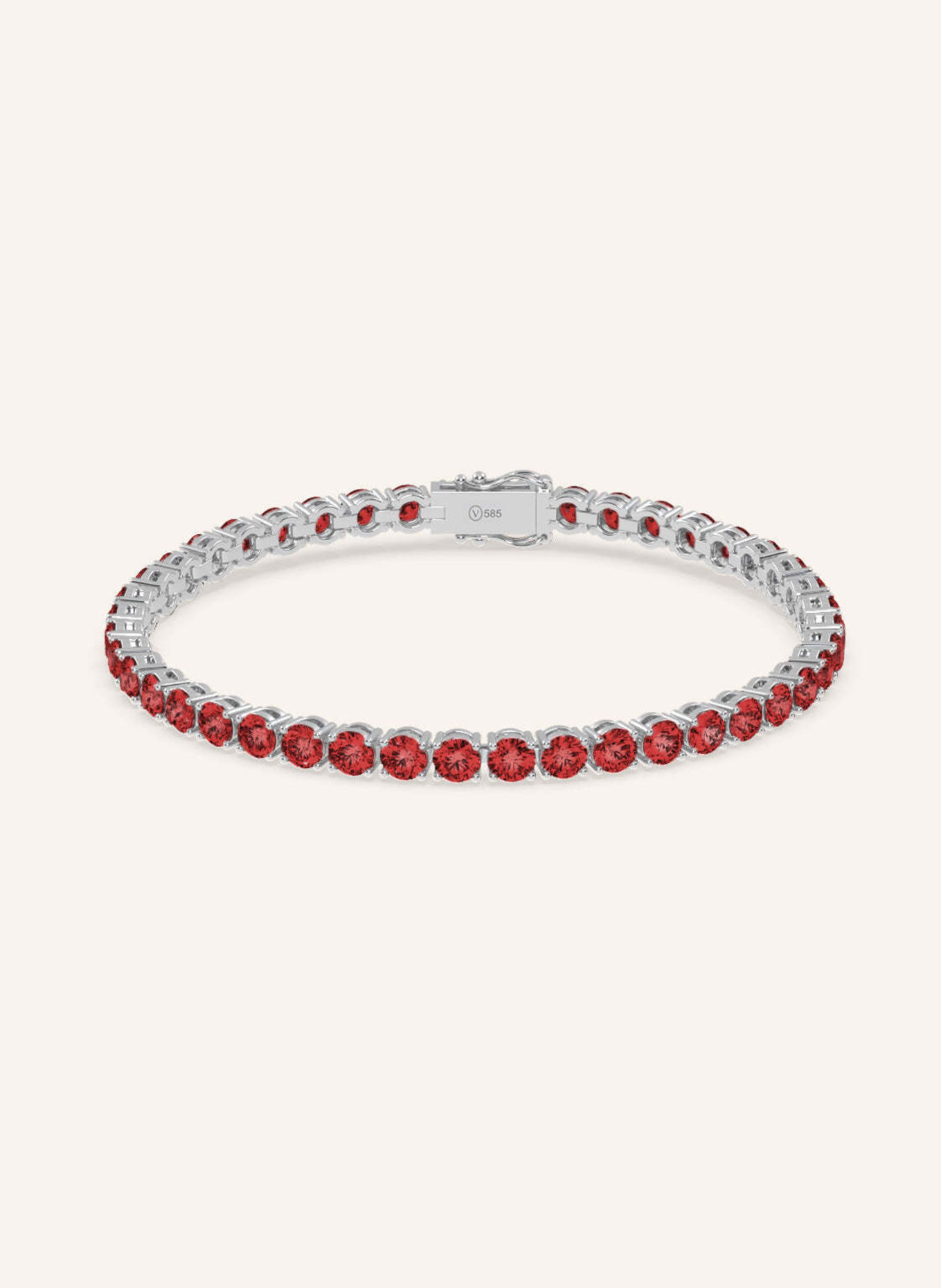 VEYNOU Tennisarmband VELVET aus 14 Karat recyceltem Weißgold und 7,20ct. Rubine: WEISSGOLD