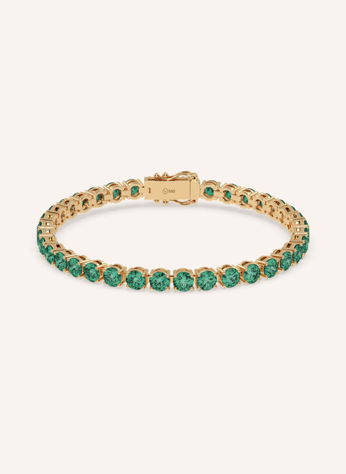 VEYNOU Armband TENNIS Smaragd aus 14 Karat Gelbgold mit Lab-Grown Smaragden: GOLD