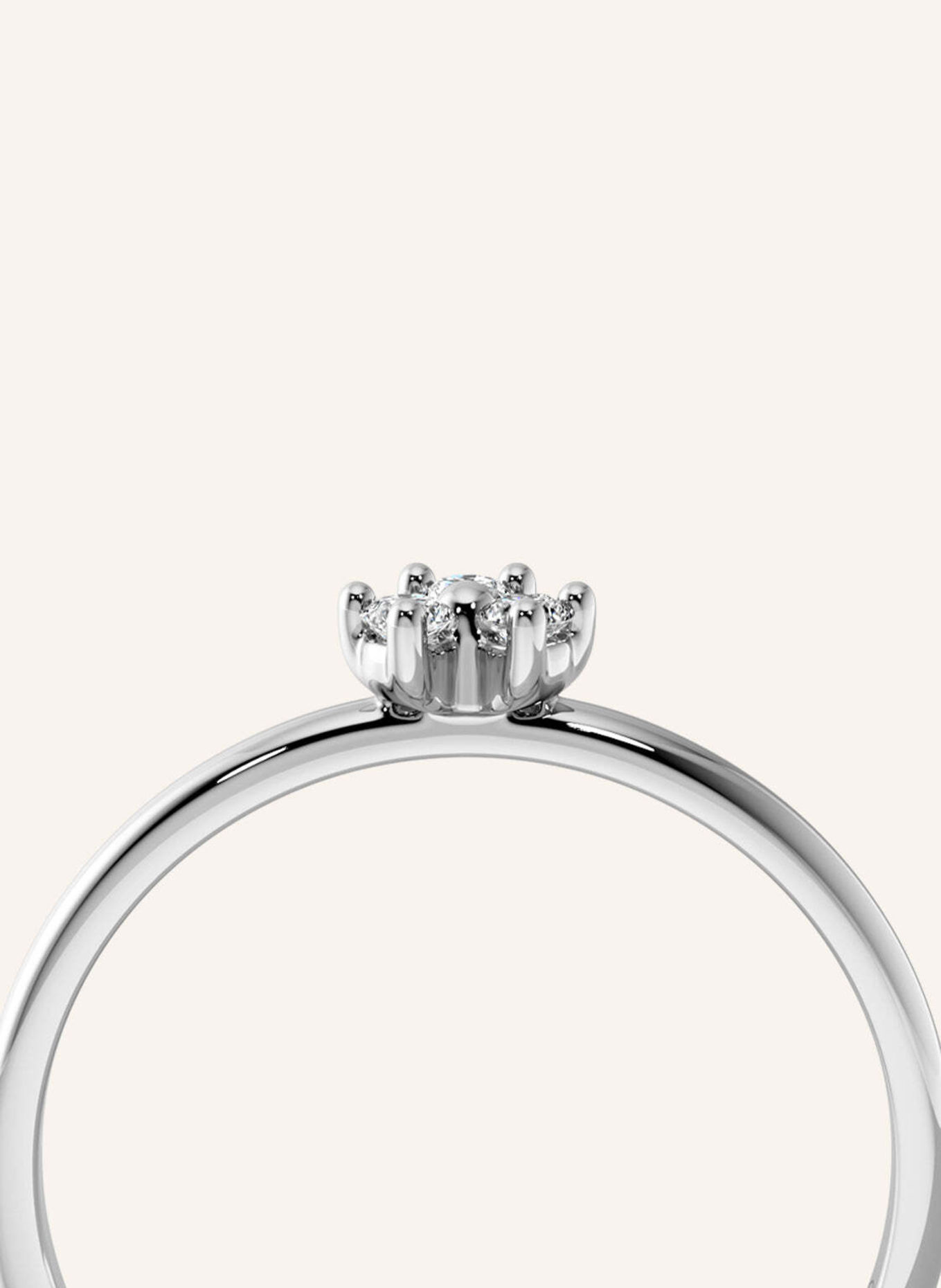 VEYNOU Ring FLEUR van 14 karaat witgoud en 0,08 ct. in het laboratorium gekweekte diamanten: WITGOUD