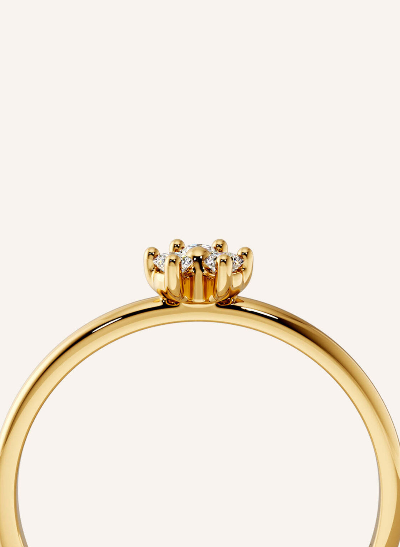 VEYNOU Ring FLEUR van 14 karaat geelgoud en 0,08 ct. in het laboratorium gekweekte diamanten: GOUD
