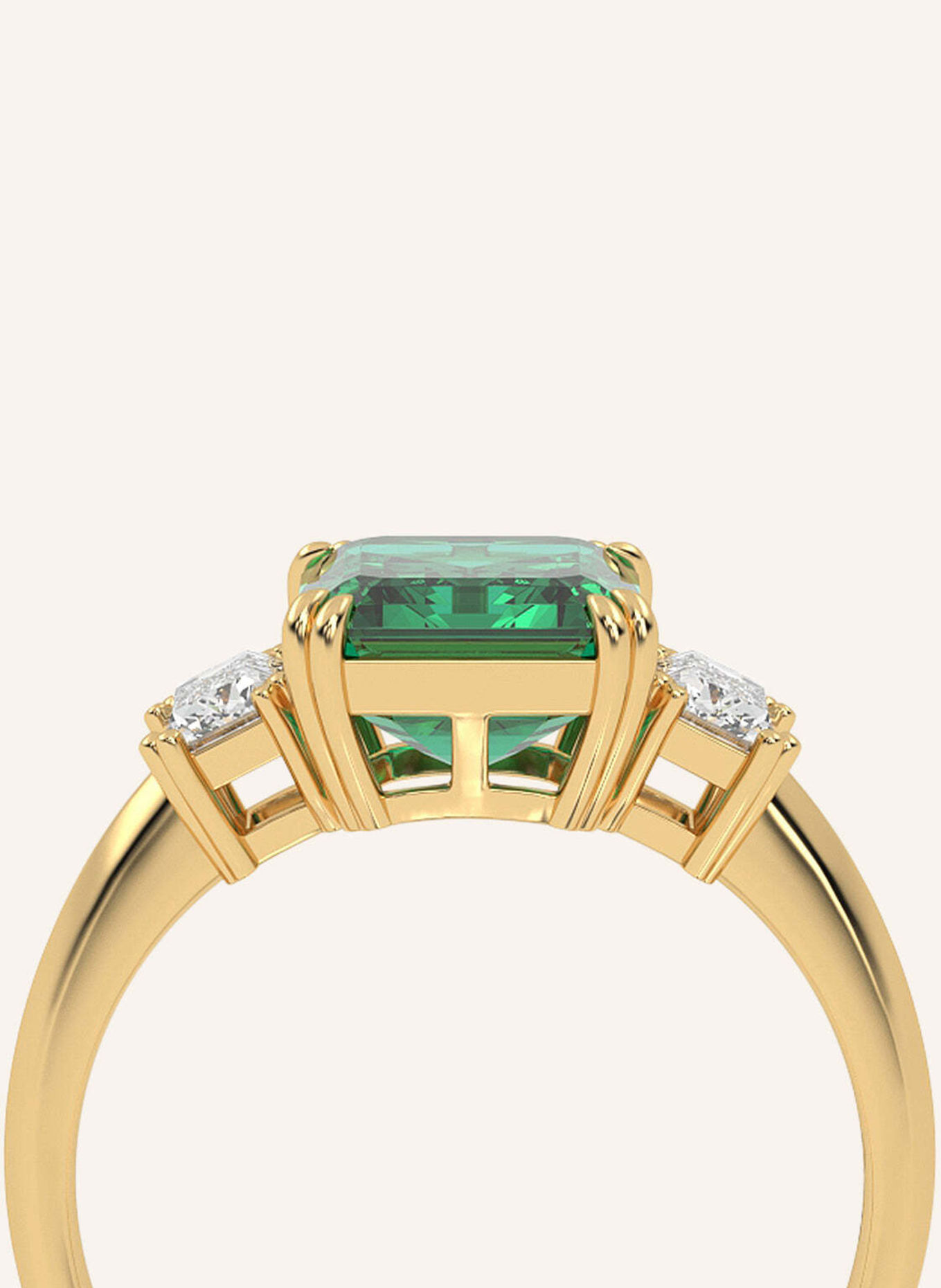 VEYNOU Ring EDEN van 14 karaat geelgoud met 3,0 ct smaragd en in het laboratorium gekweekte diamanten: GOUD