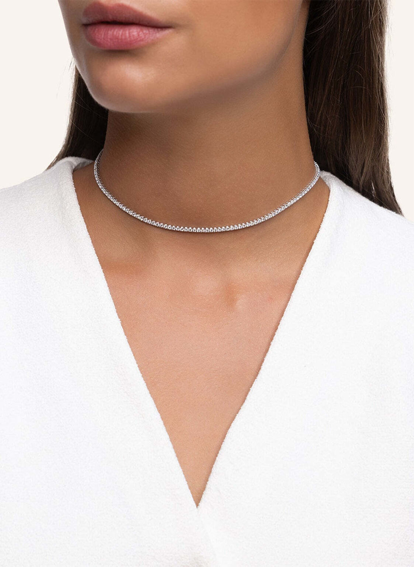 VEYNOU TENNIS-ketting van 18 karaat witgoud en 4,30 ct. in het laboratorium gekweekte diamanten: WITGOUD