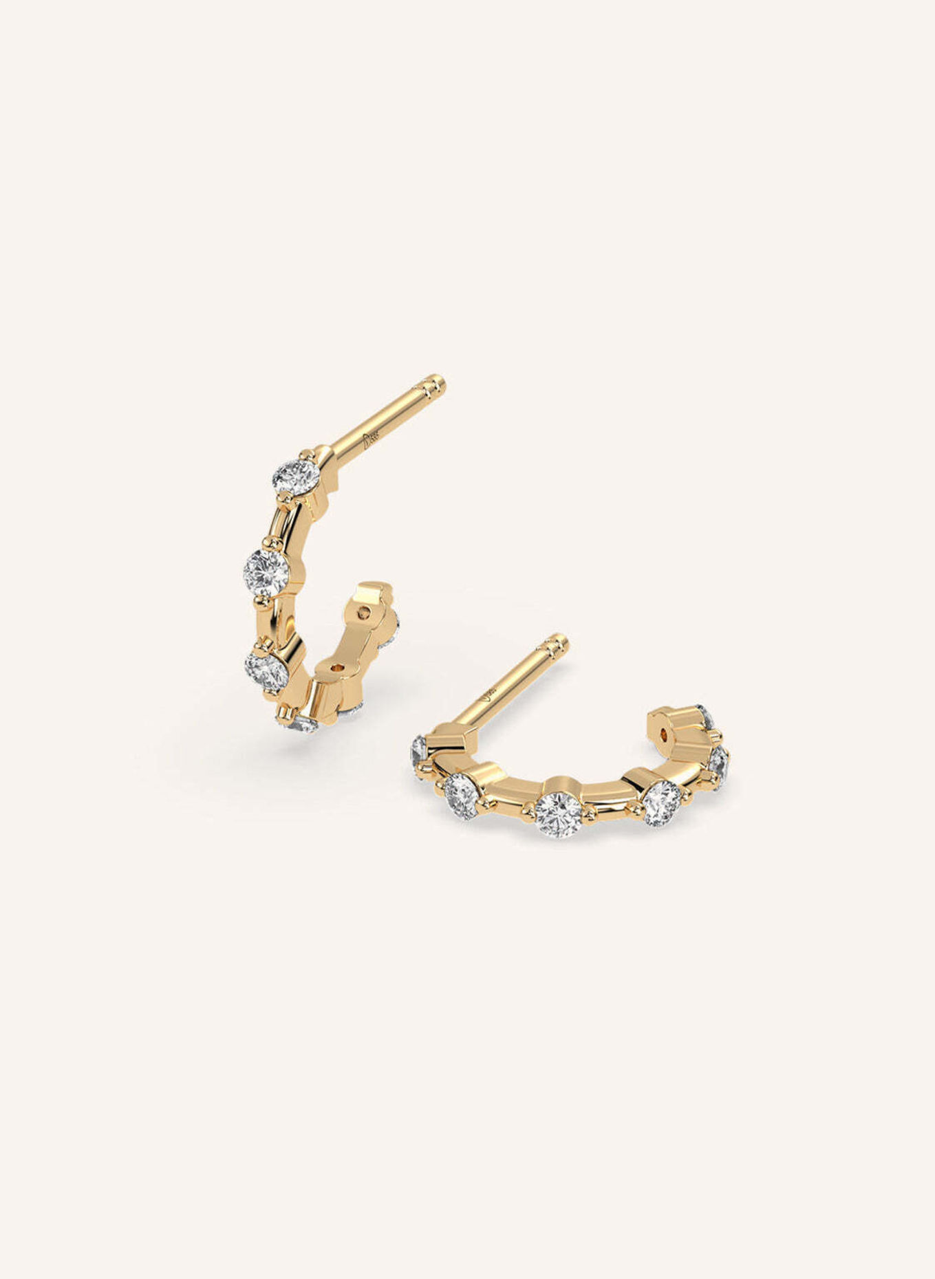 VEYNOU Creolen MINI DAISY aus 14 Karat Gelbgold und 0,25ct. Lab-Grown Diamanten: GOLD