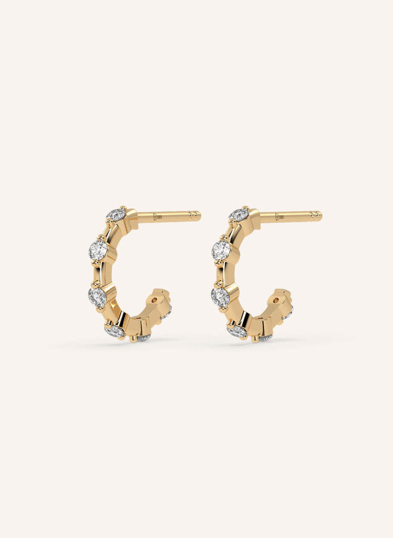 VEYNOU Creolen MINI DAISY aus 14 Karat Gelbgold und 0,25ct. Lab-Grown Diamanten: GOLD