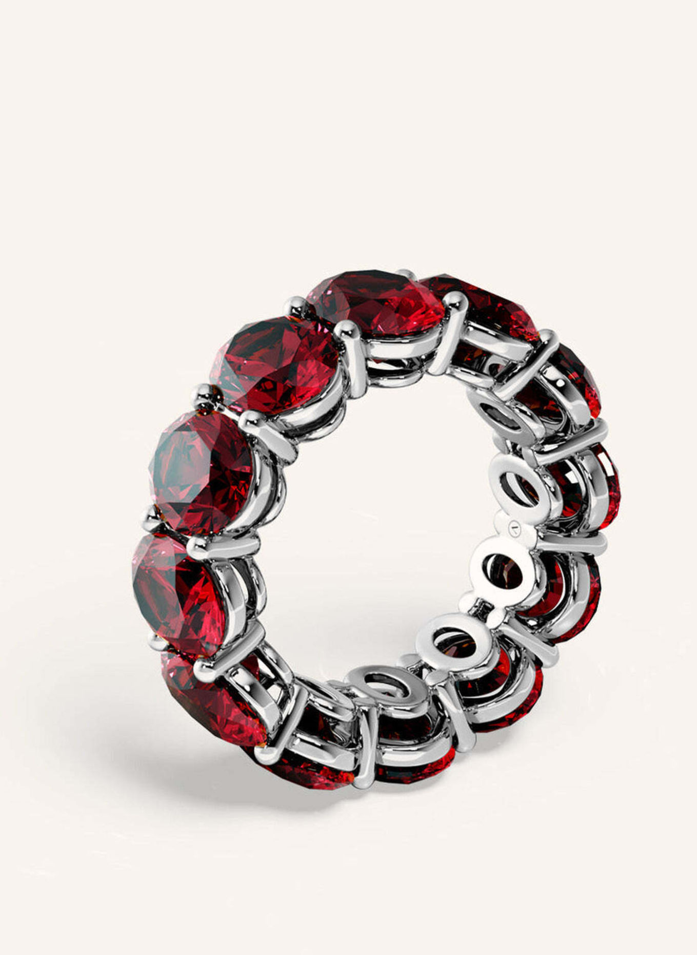 VEYNOU Ring ROUGE ETERNITY Big aus 14 Karat Weißgold und 20,68ct. Rubine: WEISSGOLD