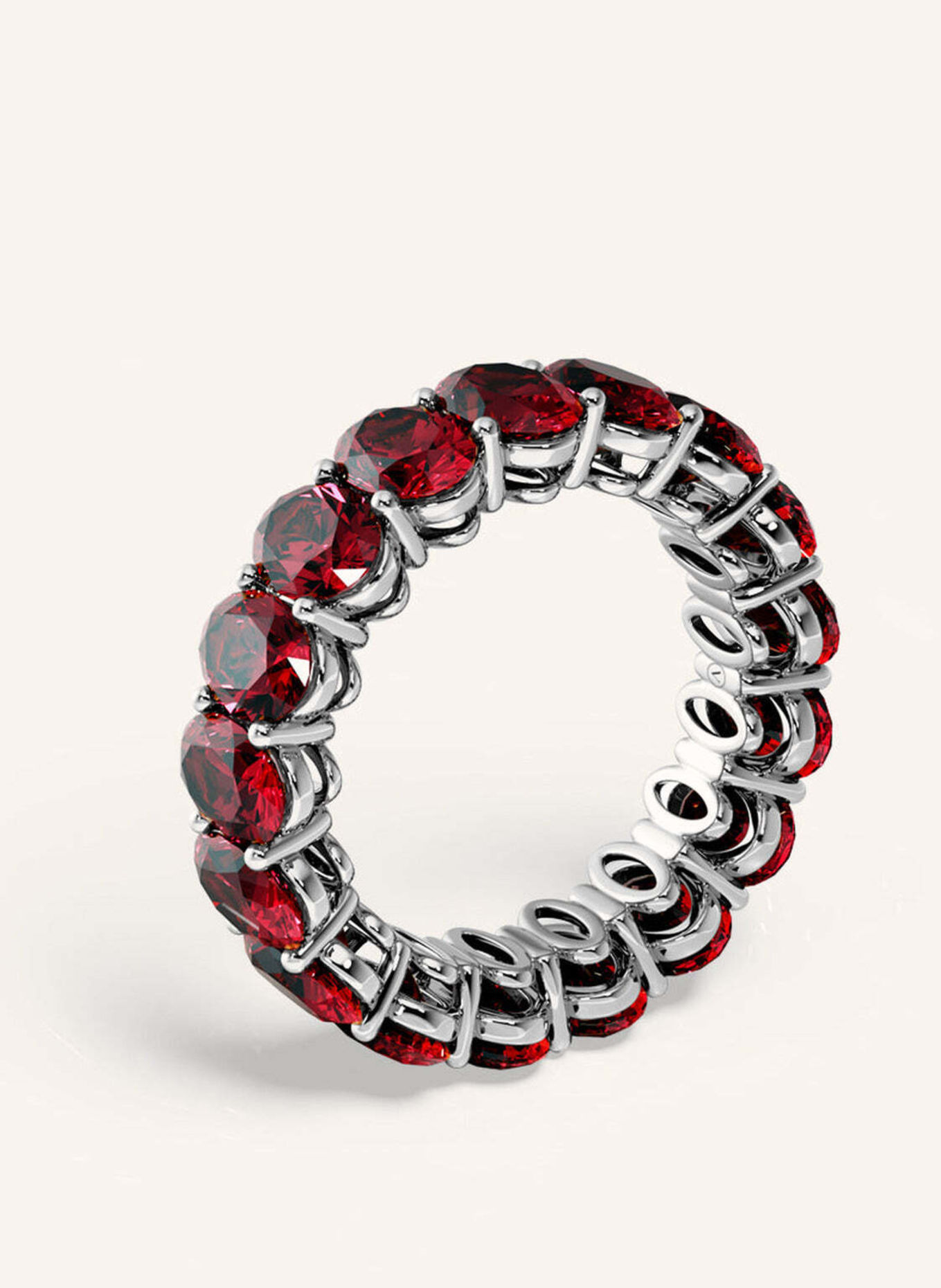 VEYNOU Ring ROUGE ETERNITY Small aus 14 Karat Weißgold und 9,49ct. Rubine: WEISSGOLD
