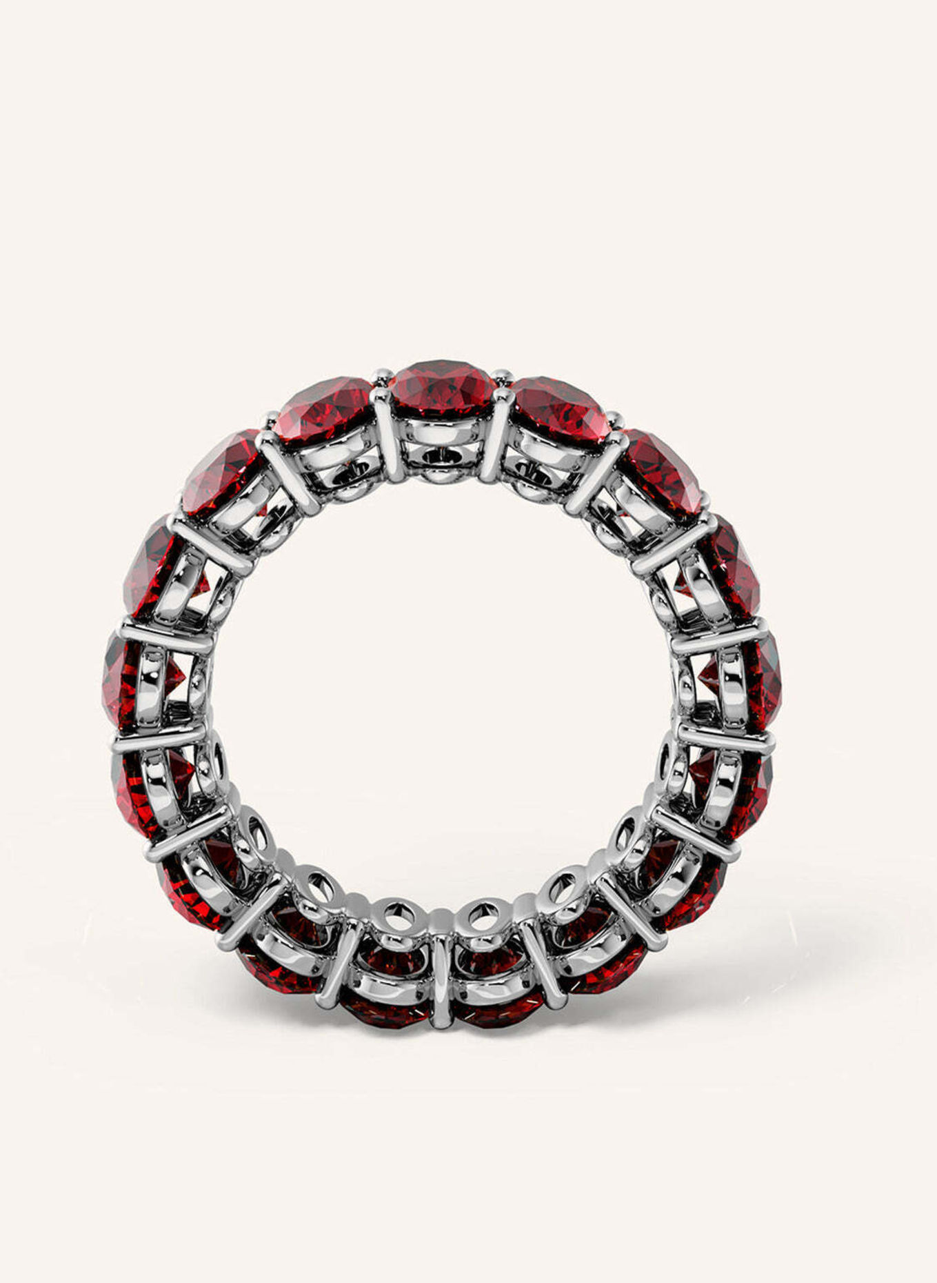 VEYNOU Ring ROUGE ETERNITY Small aus 14 Karat Weißgold und 9,49ct. Rubine: WEISSGOLD