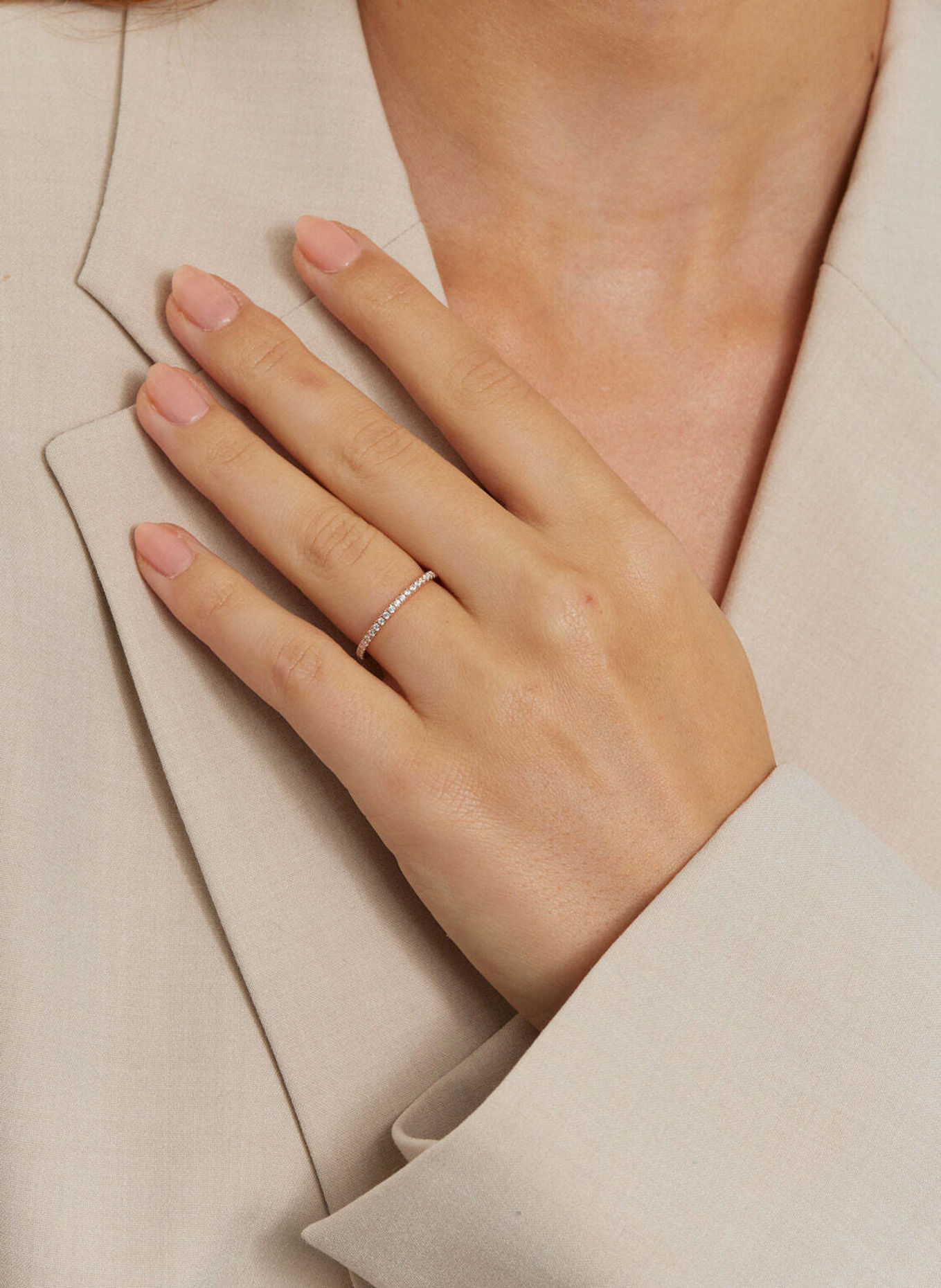 VEYNOU Ring MARA van 18 karaat roségoud en 0,10 ct. in het laboratorium gekweekte diamanten: ROSÉGOUD