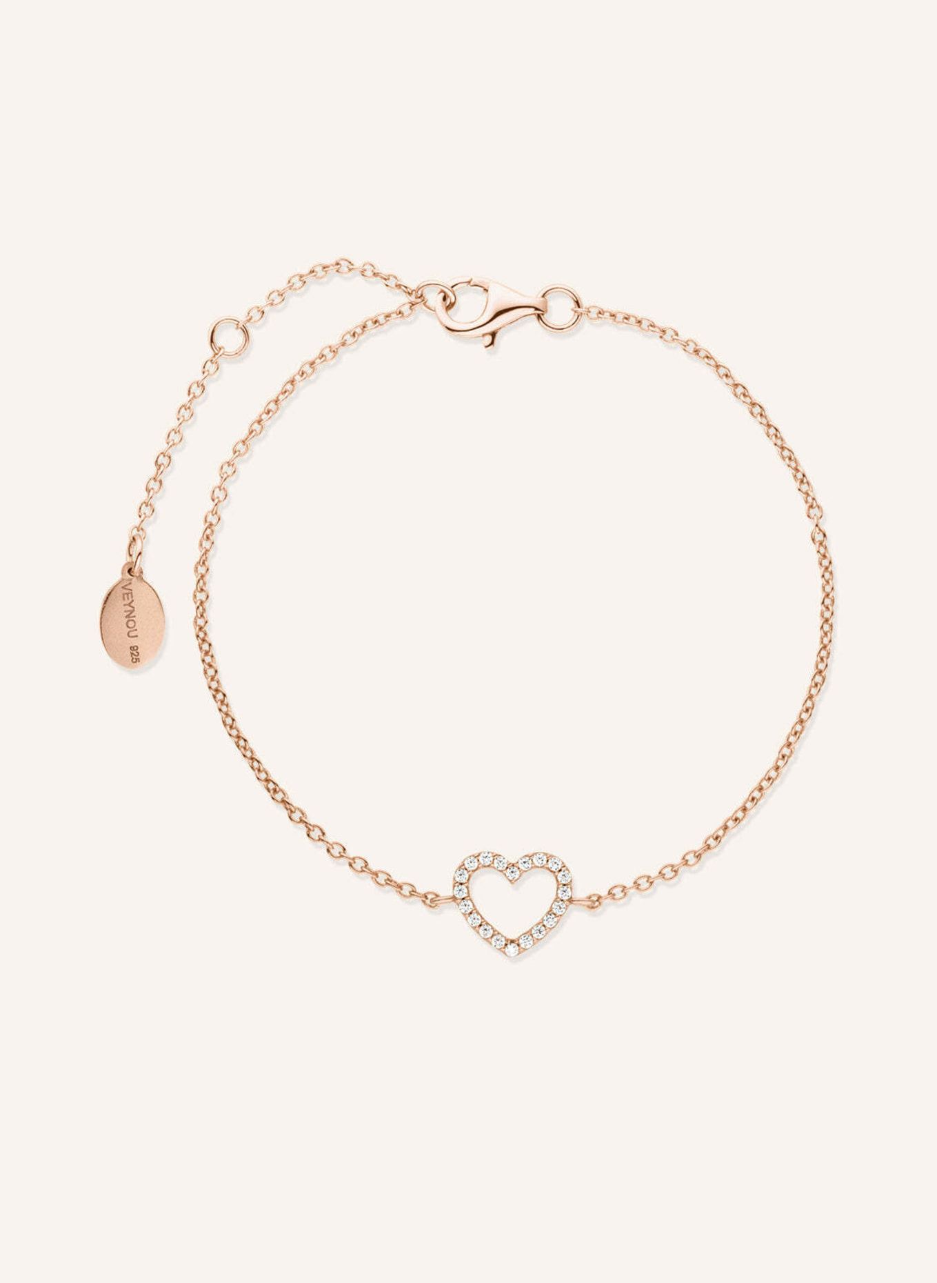VEYNOU Armband HERZ aus 14 Karat Roségold und Diamanten: ROSÉGOLD