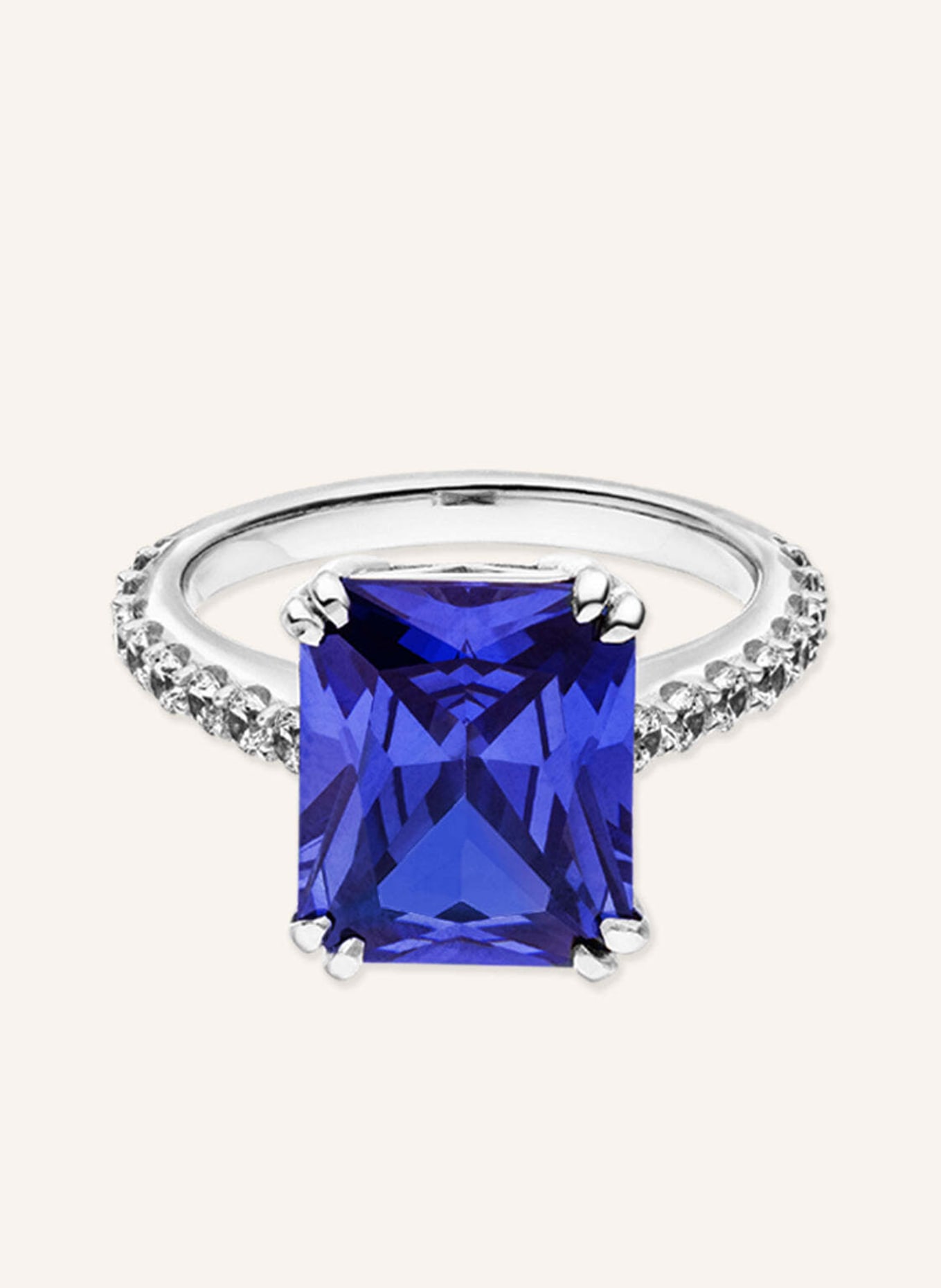 VEYNOU Ring NALU aus 14 Karat Weißgold und 5,0ct. Saphir und Lab-Grown Diamanten: WEISSGOLD