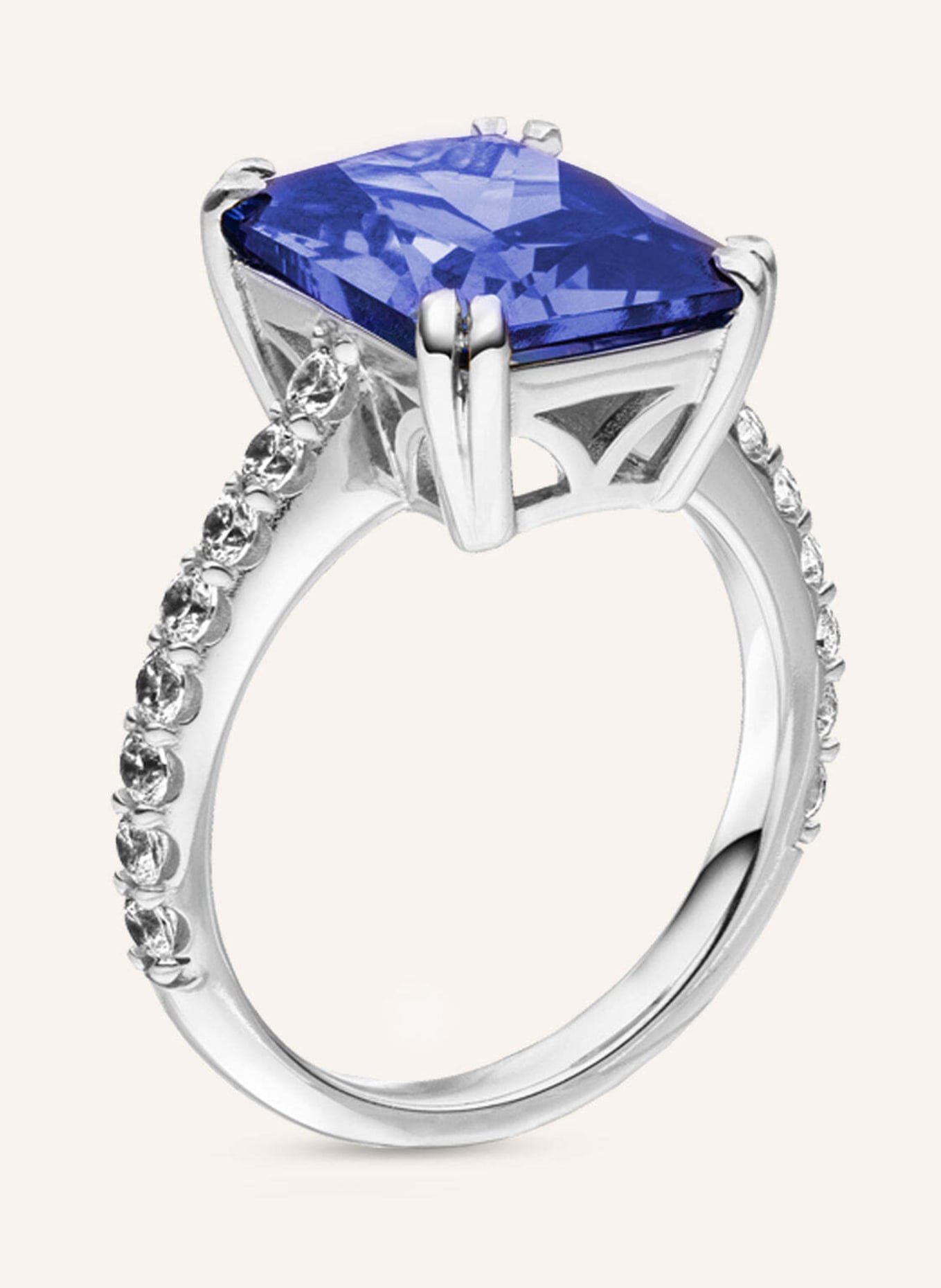 VEYNOU Ring NALU aus 14 Karat Weißgold und 5,0ct. Saphir und Lab-Grown Diamanten: WEISSGOLD