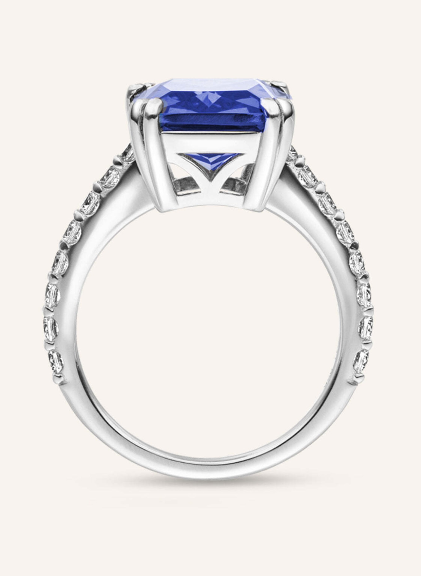 VEYNOU Ring NALU aus 14 Karat Weißgold und 5,0ct. Saphir und Lab-Grown Diamanten: WEISSGOLD