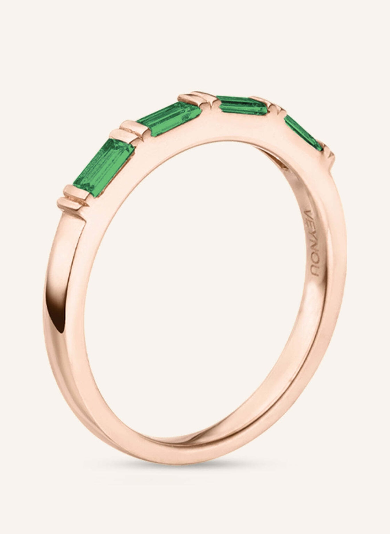 VEYNOU Ring ZOE SMARAGD aus 14 Karat Roségold und 0,40ct. Smaragden: ROSÉGOLD
