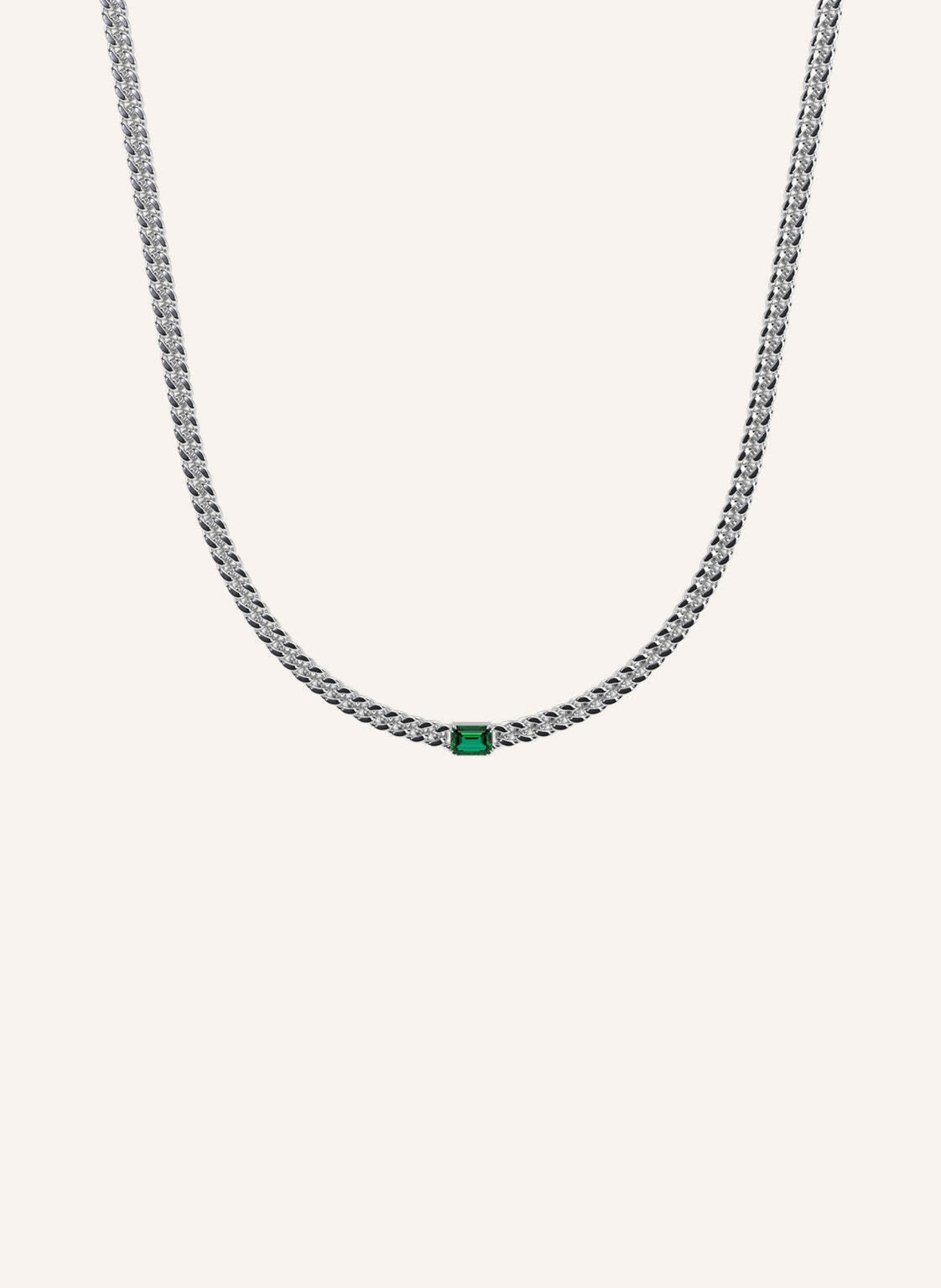 VEYNOU Halskette EDEN OASIS aus 14 Karat Weißgold und 1,50ct. Smaragd: WEISSGOLD