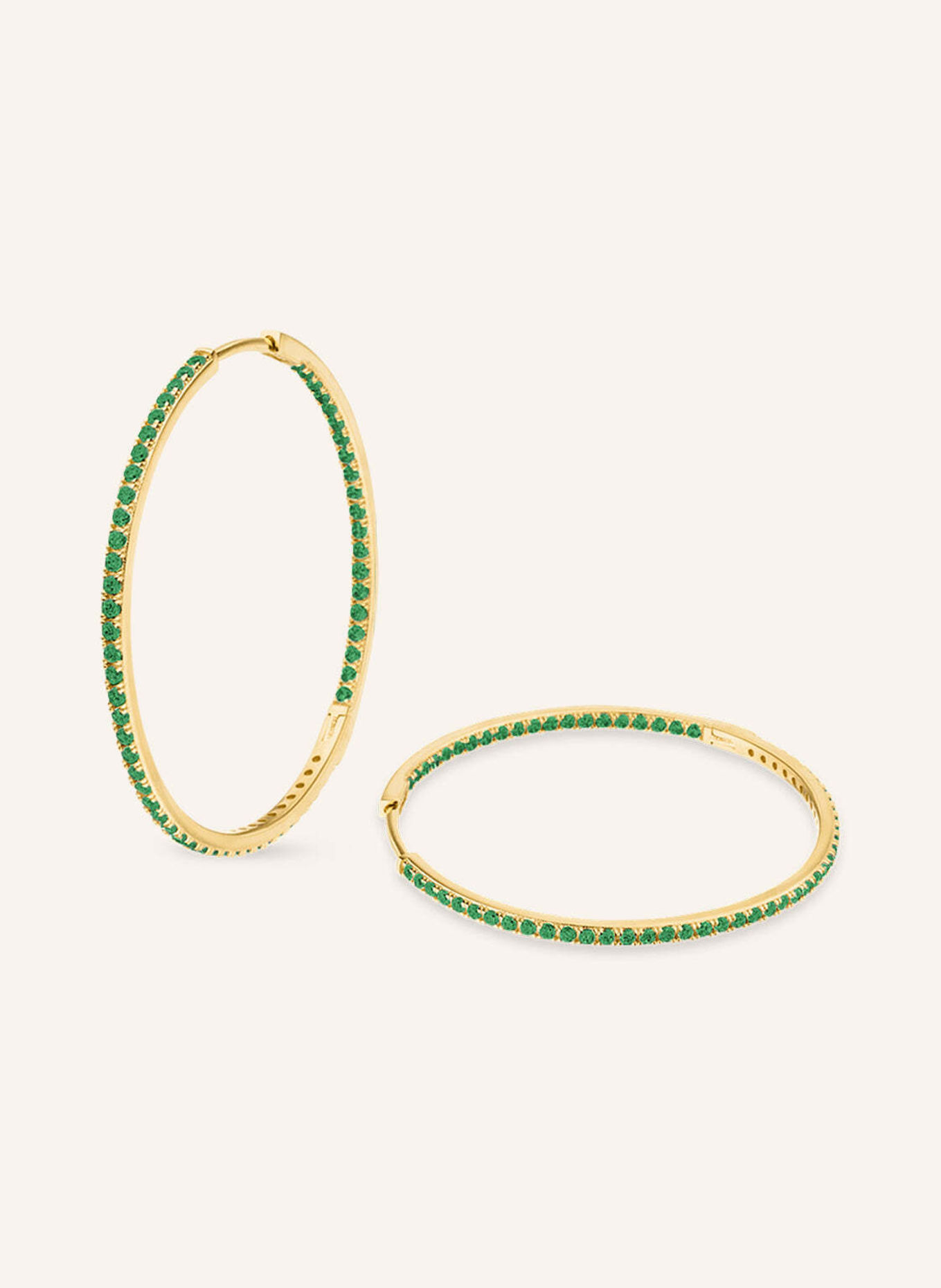 VEYNOU Creolen CLEO Big Smaragd aus 14 Karat Gelbgold und 1,60ct. Smaragden: GOLD