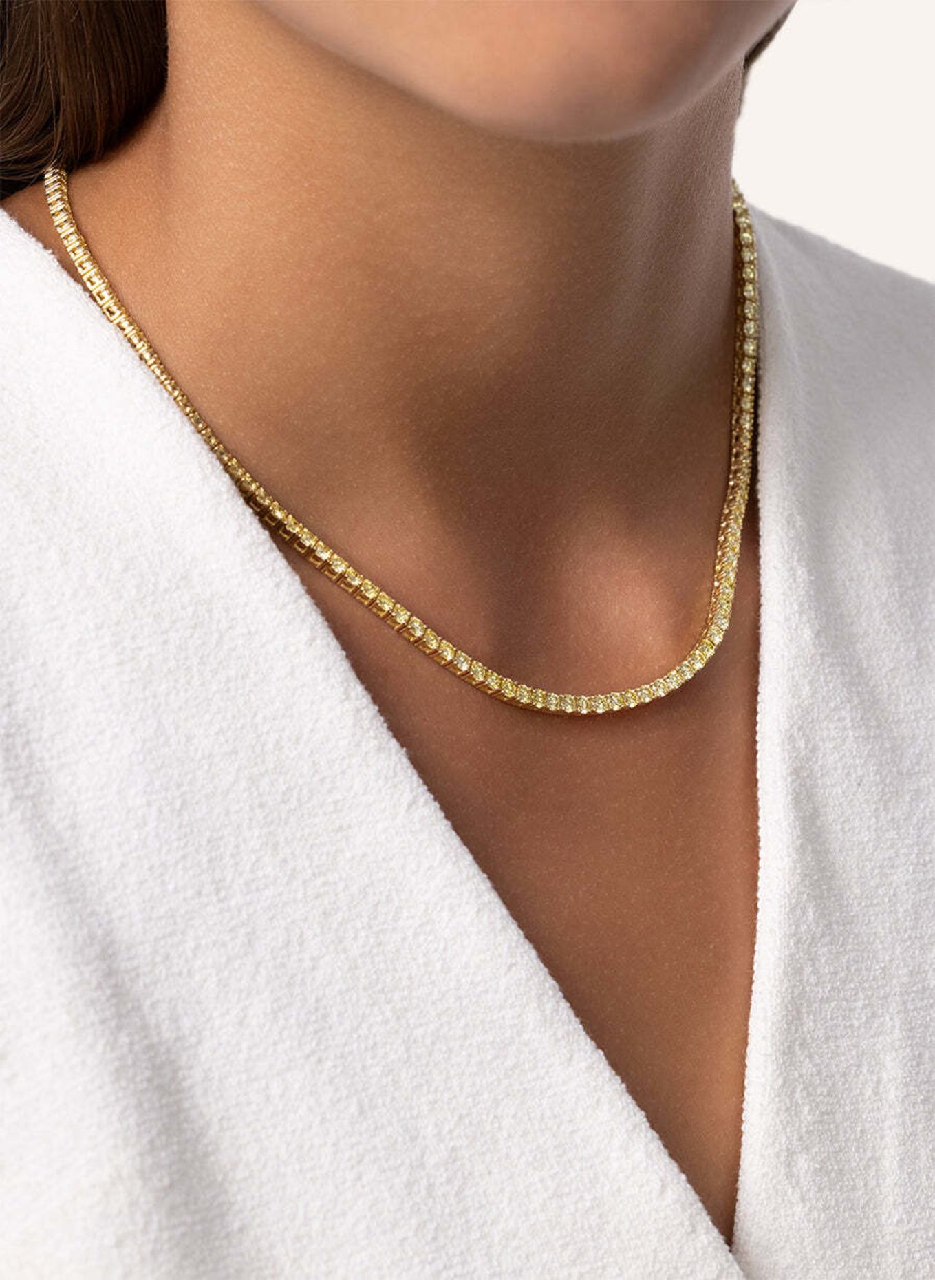 VEYNOU Tennishalskette aus 18 Karat Gelbgold und 13,50ct. Gelben Diamanten: GOLD